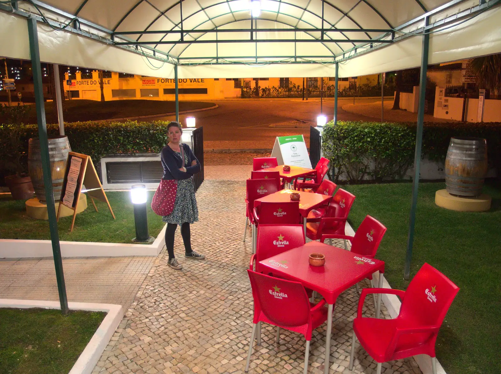 Isobel outside the restaurant, from A Trip to Albufeira: The Hotel Paraiso, Portugal - 3rd April 2016