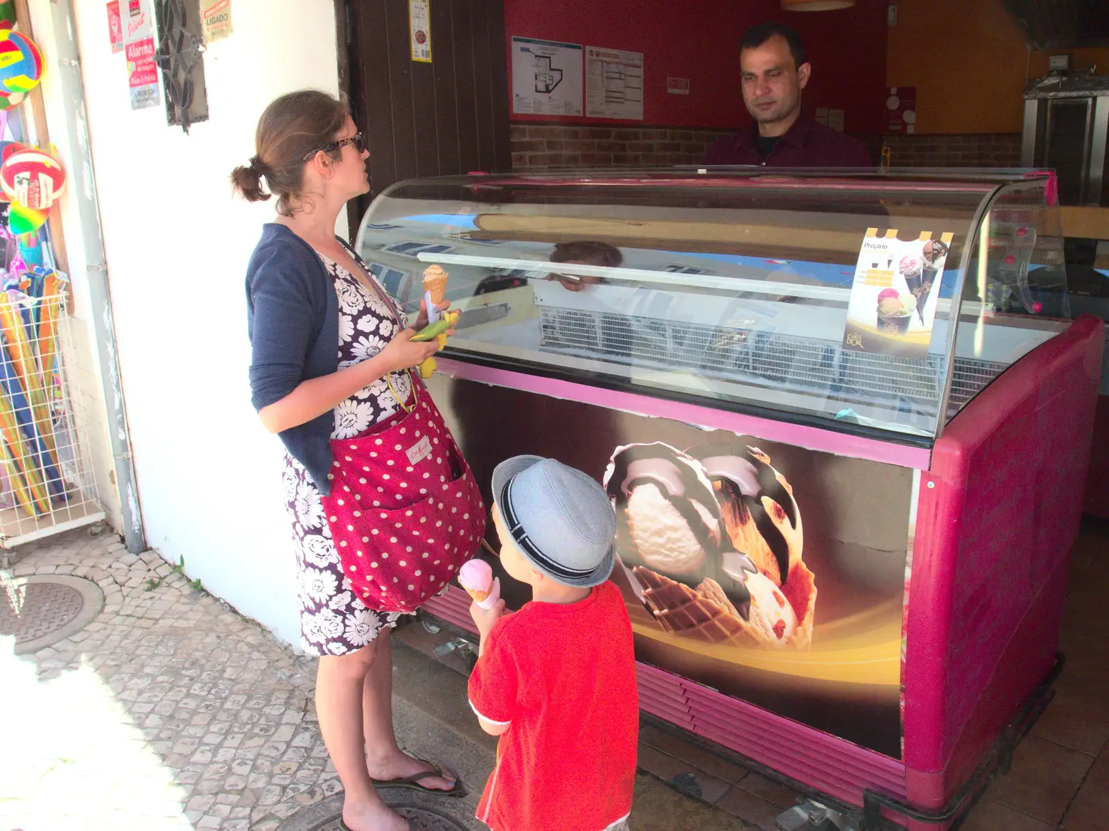 Isobel and Harry get ice cream, from Gary and Vanessa's Barbeque, Alcantarilha, Algarve, Portugal - 7th April 2016