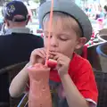 Harry slurps on a Harry's Bar milk shake, Gary and Vanessa's Barbeque, Alcantarilha, Algarve, Portugal - 7th April 2016