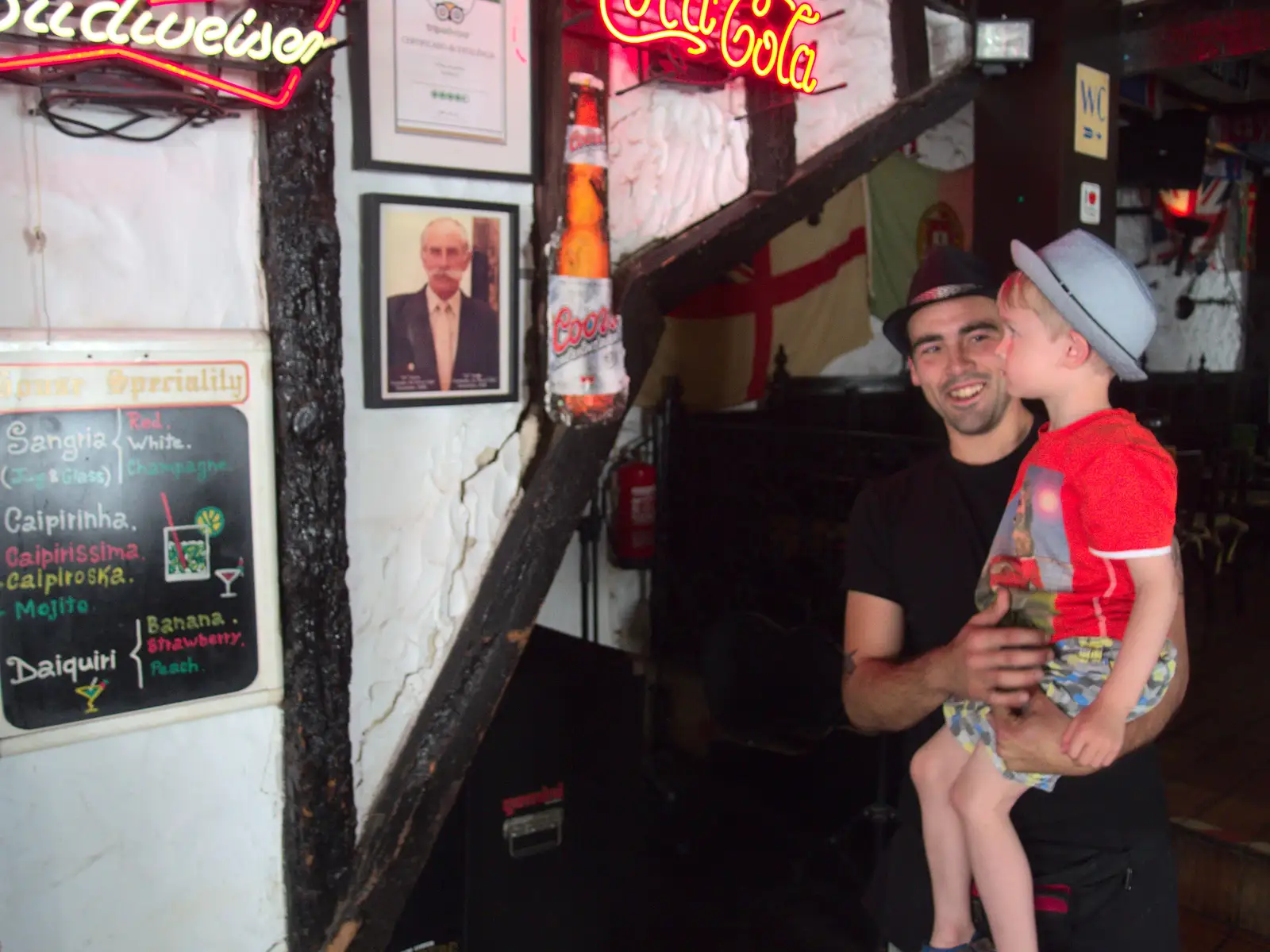 Harry is introduced to his namesake in Harry's Bar, from Gary and Vanessa's Barbeque, Alcantarilha, Algarve, Portugal - 7th April 2016