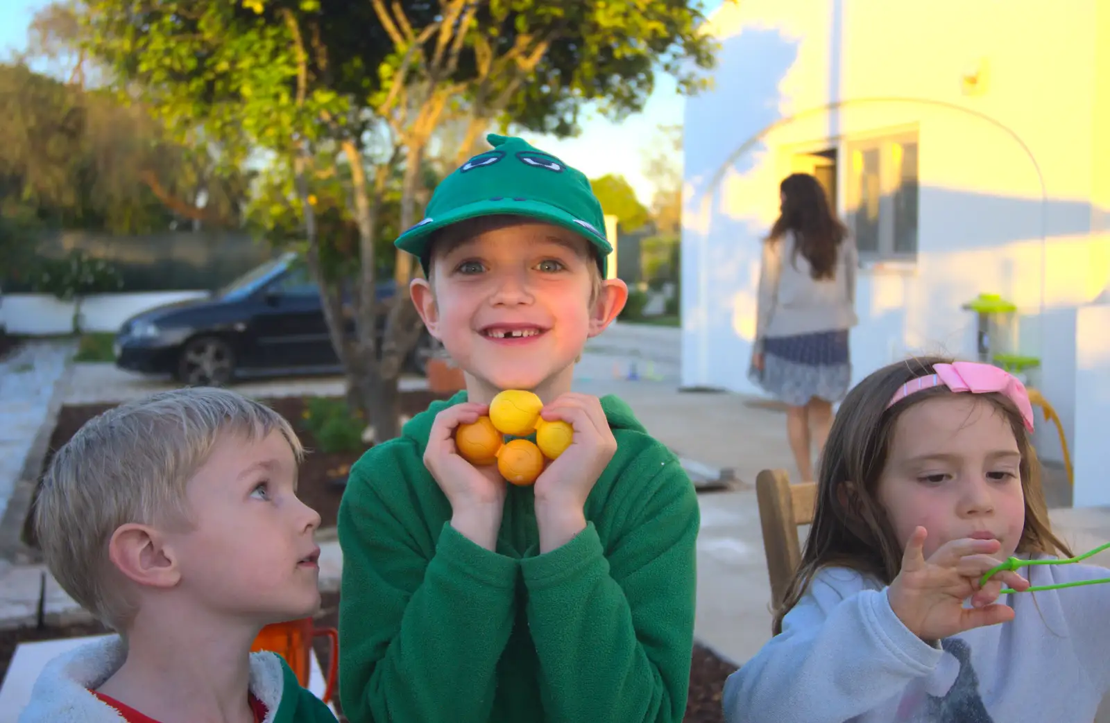 Gap-toothed Fred shows off his creation, from Gary and Vanessa's Barbeque, Alcantarilha, Algarve, Portugal - 7th April 2016