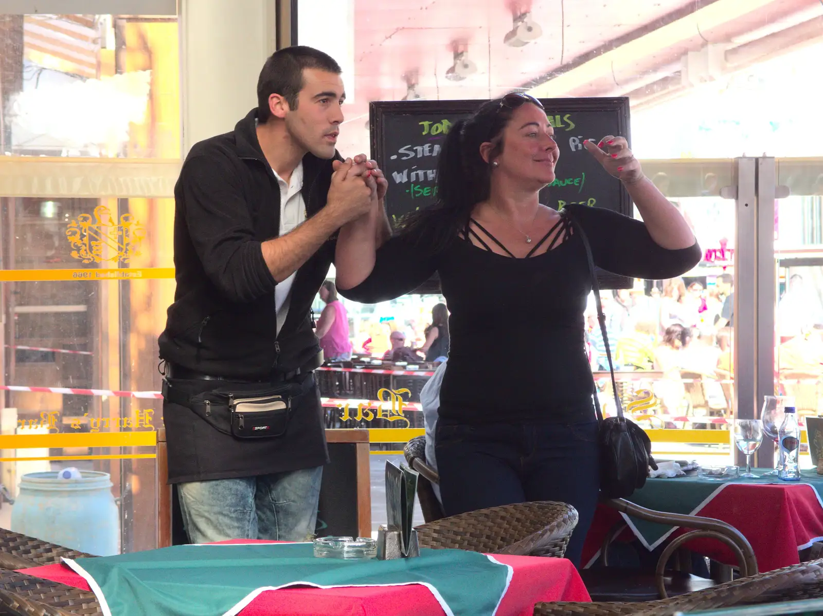 The proprietor has a dance, from Last Days and the Journey Home, Albufeira, Portugal - 9th April 2016