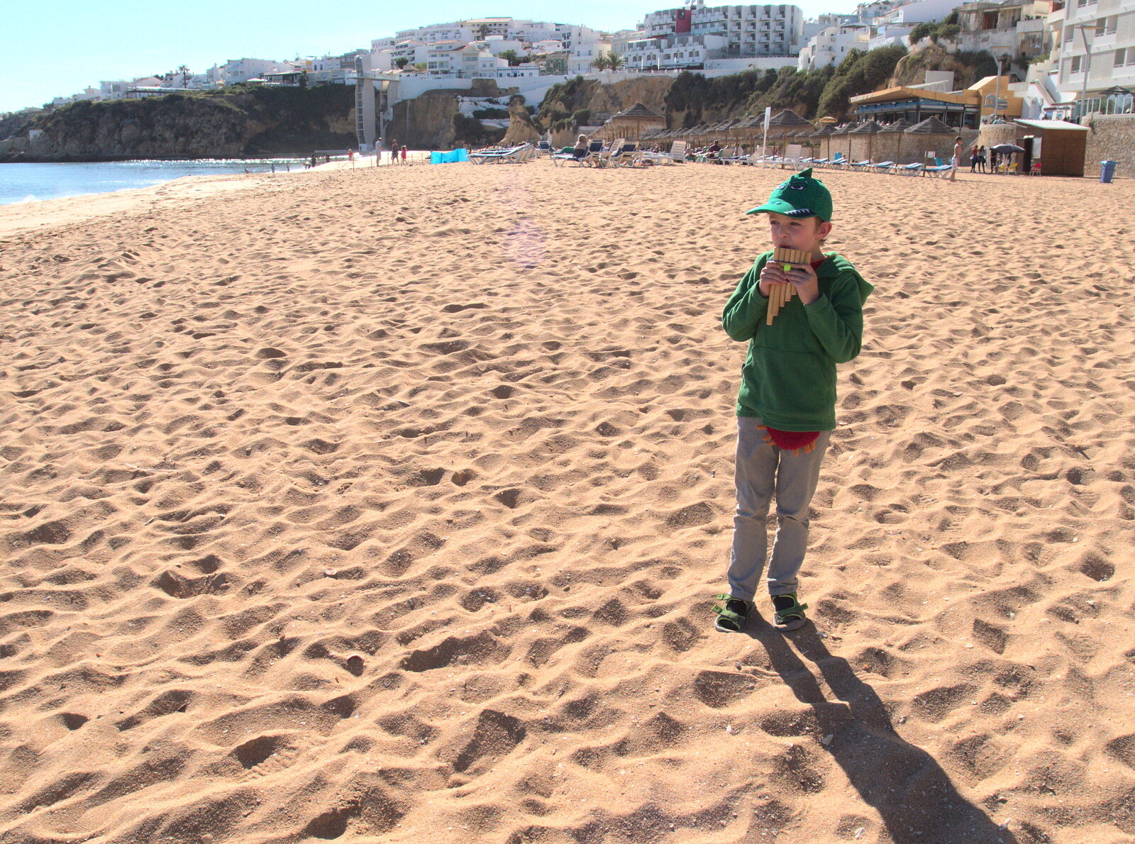 Fred plays Pan pipes from Last Days and the Journey Home, Albufeira, Portugal - 9th April 2016