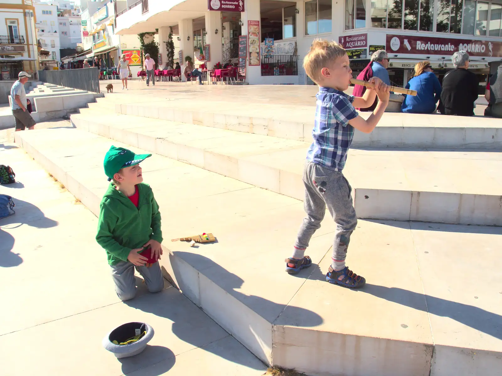 Harry has a blow, from Last Days and the Journey Home, Albufeira, Portugal - 9th April 2016