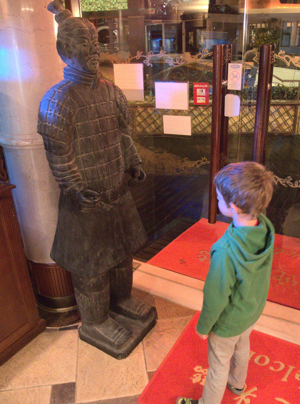 Fred stares out a Terracotta-soldier-type dude from Last Days and the Journey Home, Albufeira, Portugal - 9th April 2016