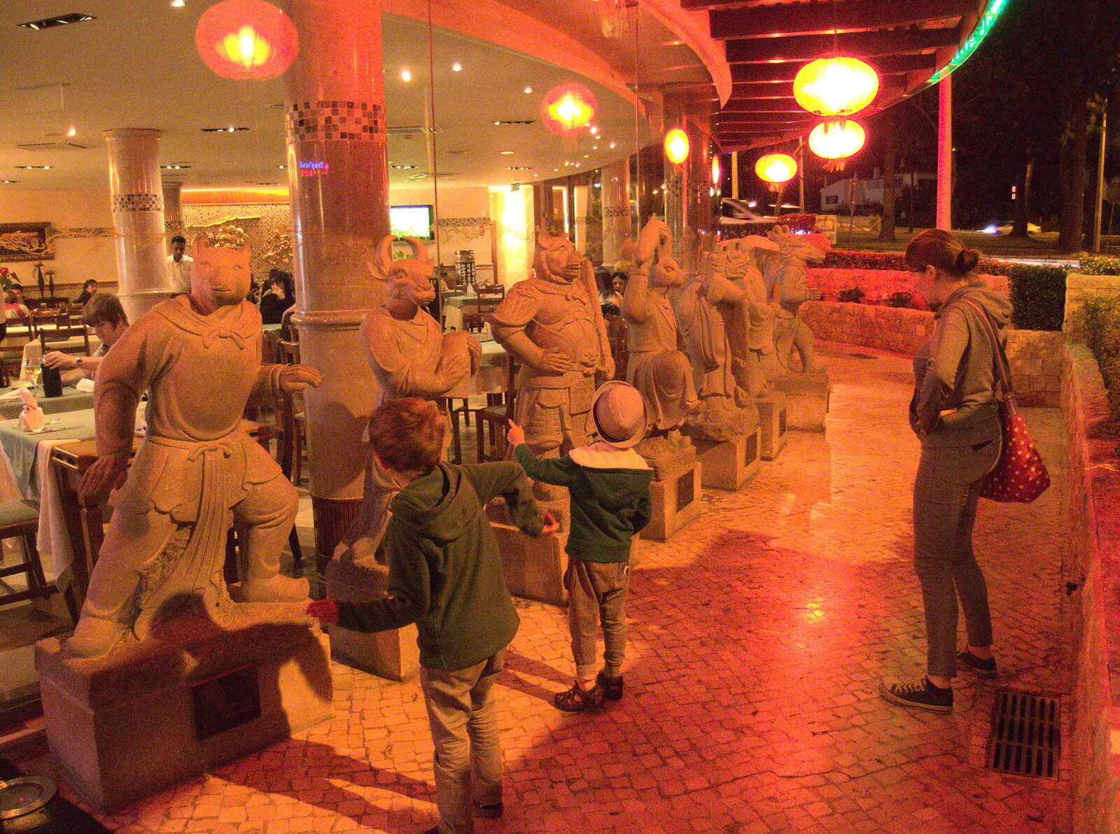 Terracotta statues by a Chinese restaurant from Last Days and the Journey Home, Albufeira, Portugal - 9th April 2016