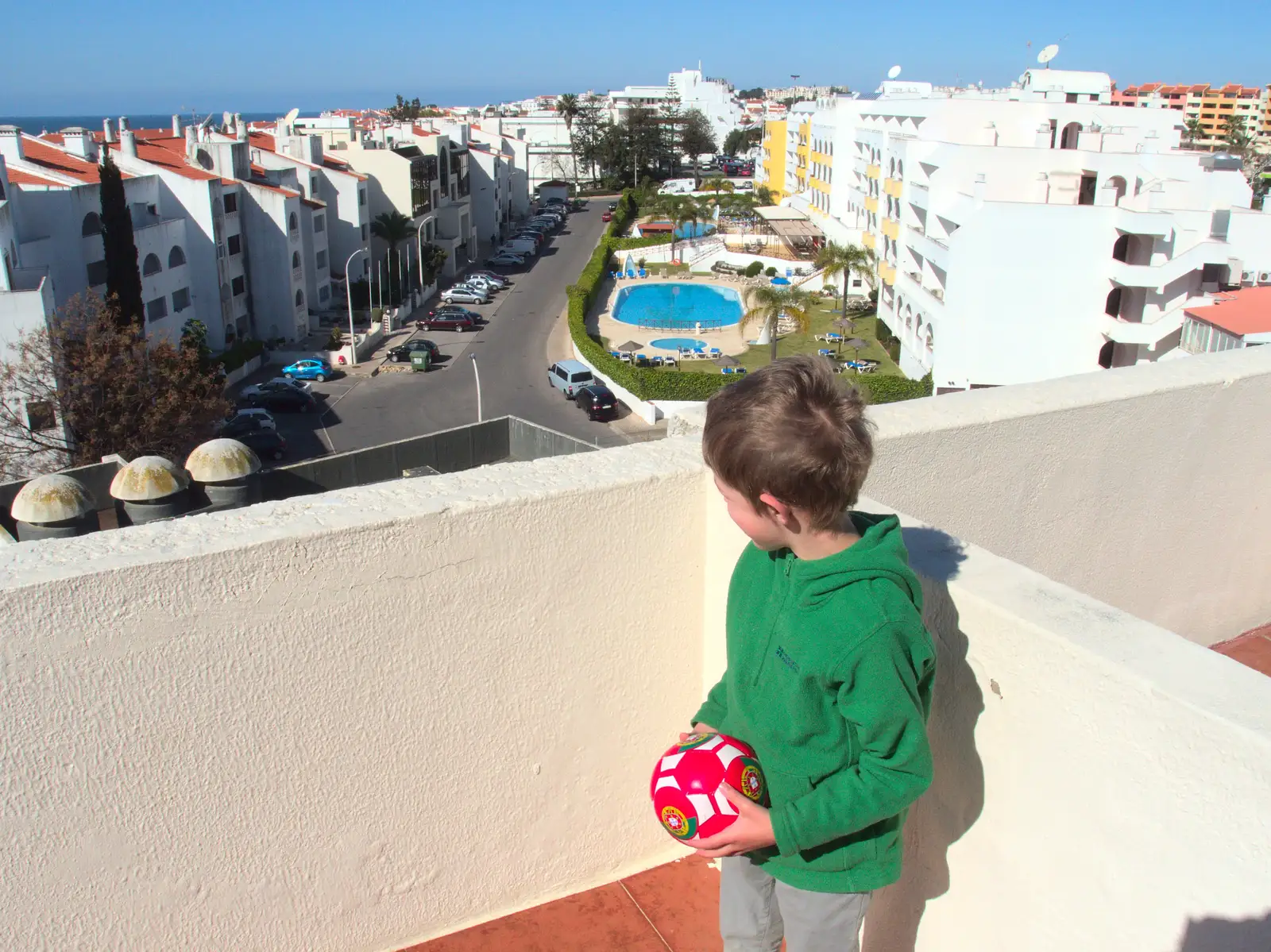 Fred had been pestering us to visit the roof, from Last Days and the Journey Home, Albufeira, Portugal - 9th April 2016