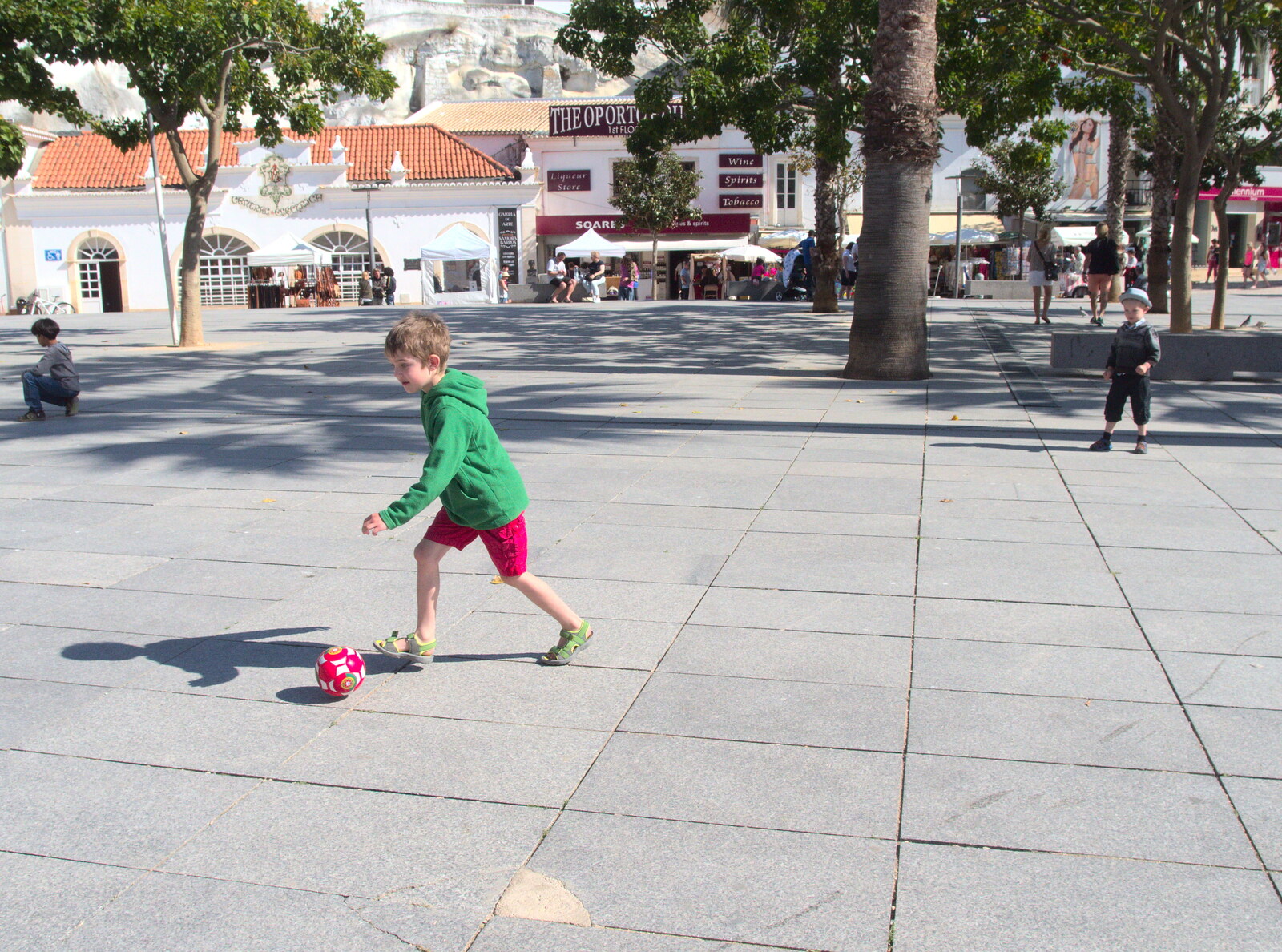 Fred and Harry do some kick-about from Last Days and the Journey Home, Albufeira, Portugal - 9th April 2016