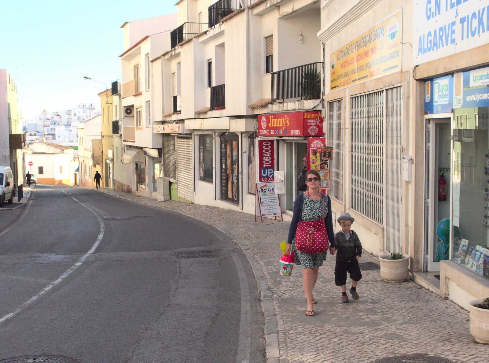 Isobel and Harry on the street from Last Days and the Journey Home, Albufeira, Portugal - 9th April 2016