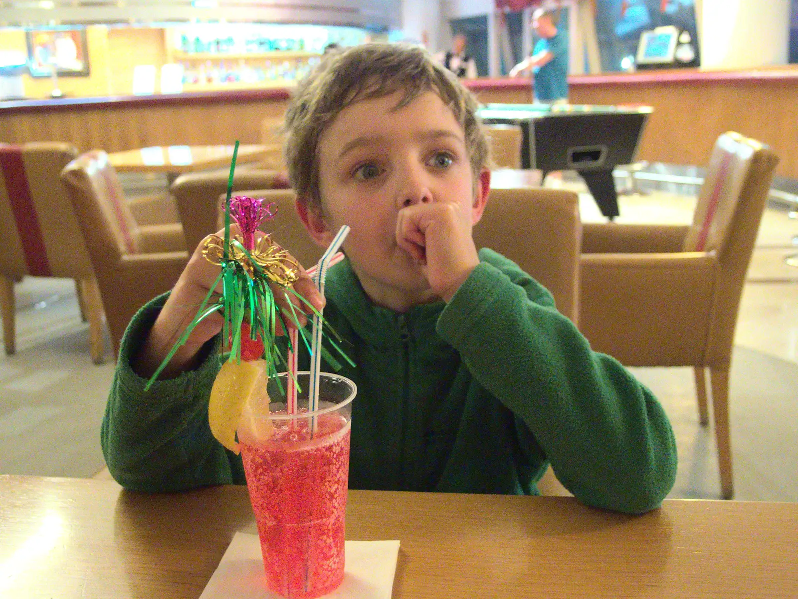 Fred with some radioactive pink squash, from Last Days and the Journey Home, Albufeira, Portugal - 9th April 2016