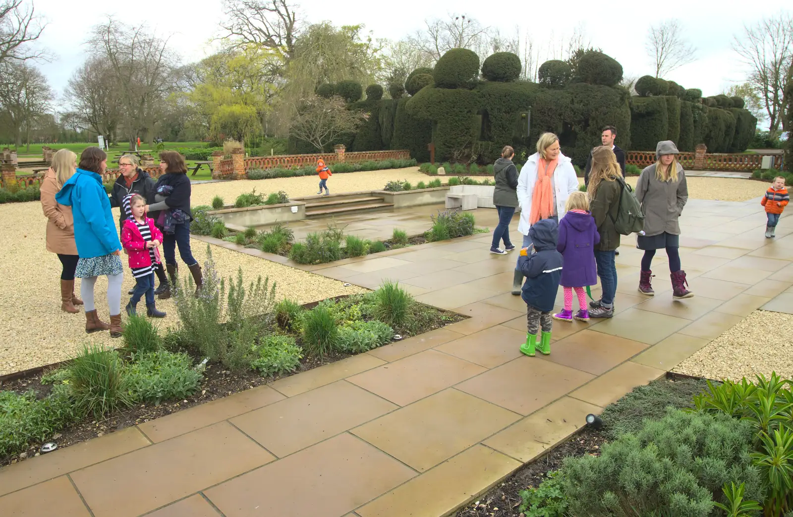 Milling around on the patio, from Harry's Pirate Party, The Oaksmere, Brome, Suffolk - 16th April 2016