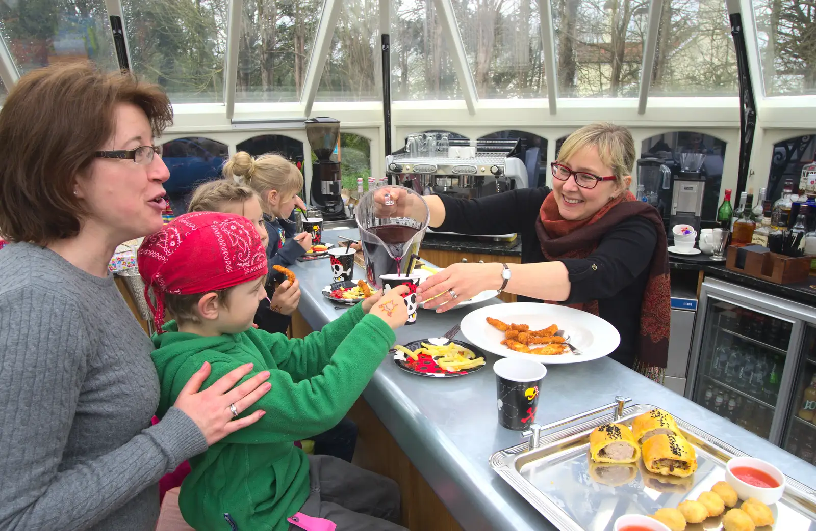 Rachel does the bar, from Harry's Pirate Party, The Oaksmere, Brome, Suffolk - 16th April 2016