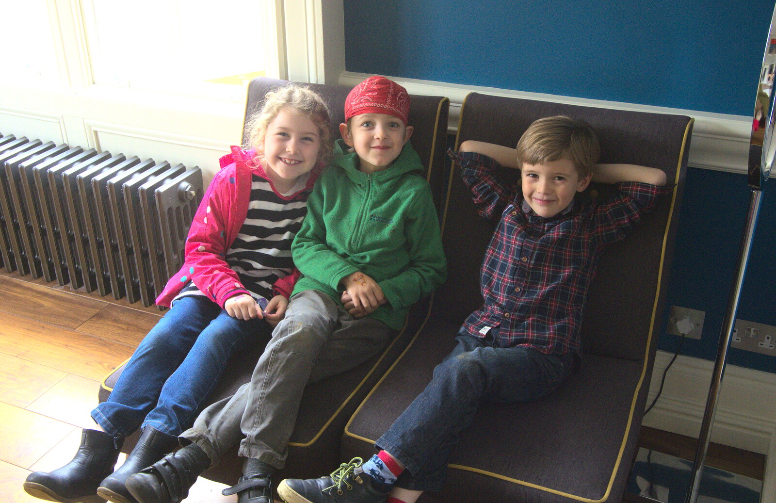 Amelia, Fred and Henry from Harry's Pirate Party, The Oaksmere, Brome, Suffolk - 16th April 2016