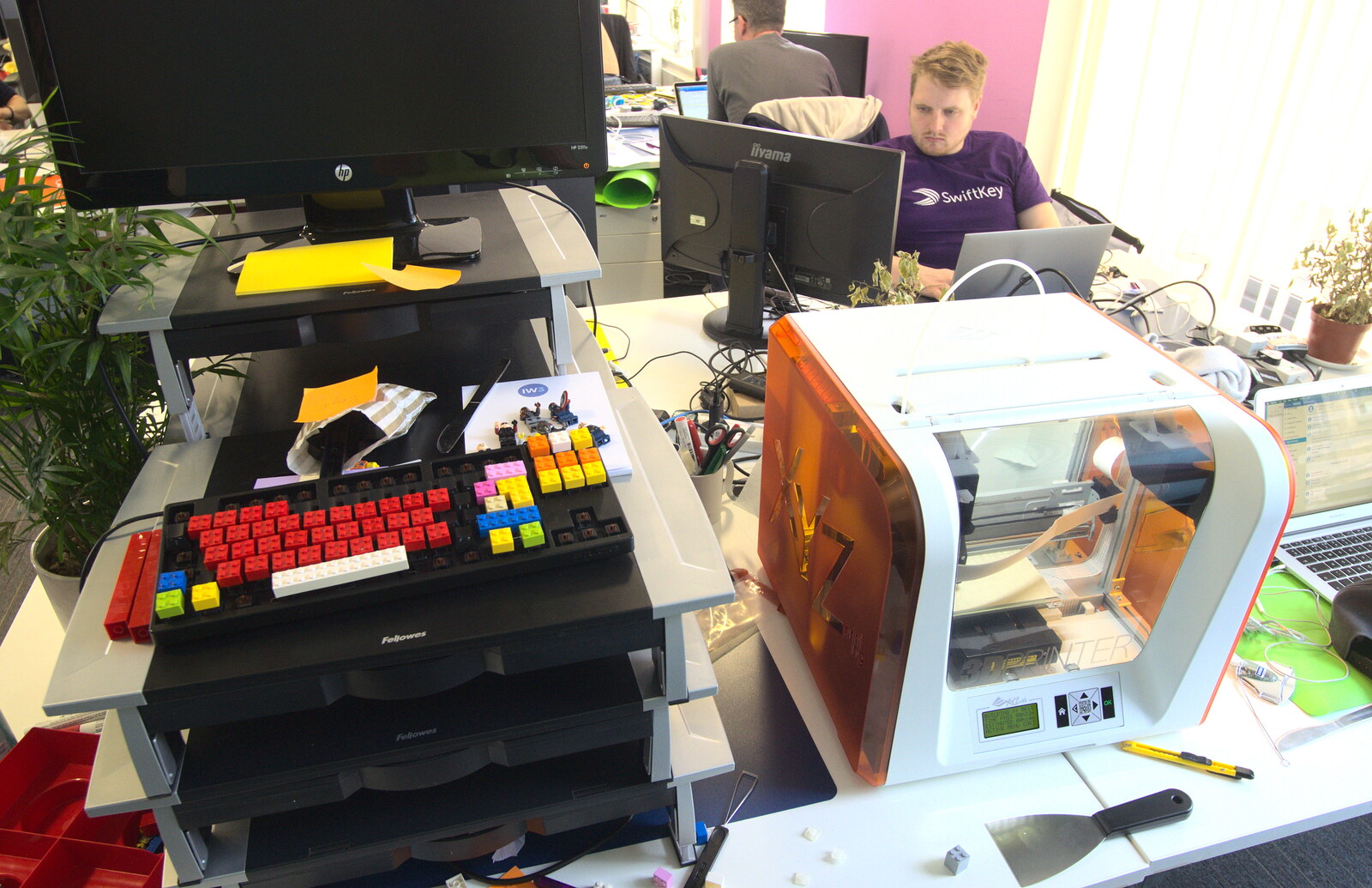 Zoheb's 3D-printer set up from A SwiftKey Innovation Week, Southwark, London - 22nd April 2016
