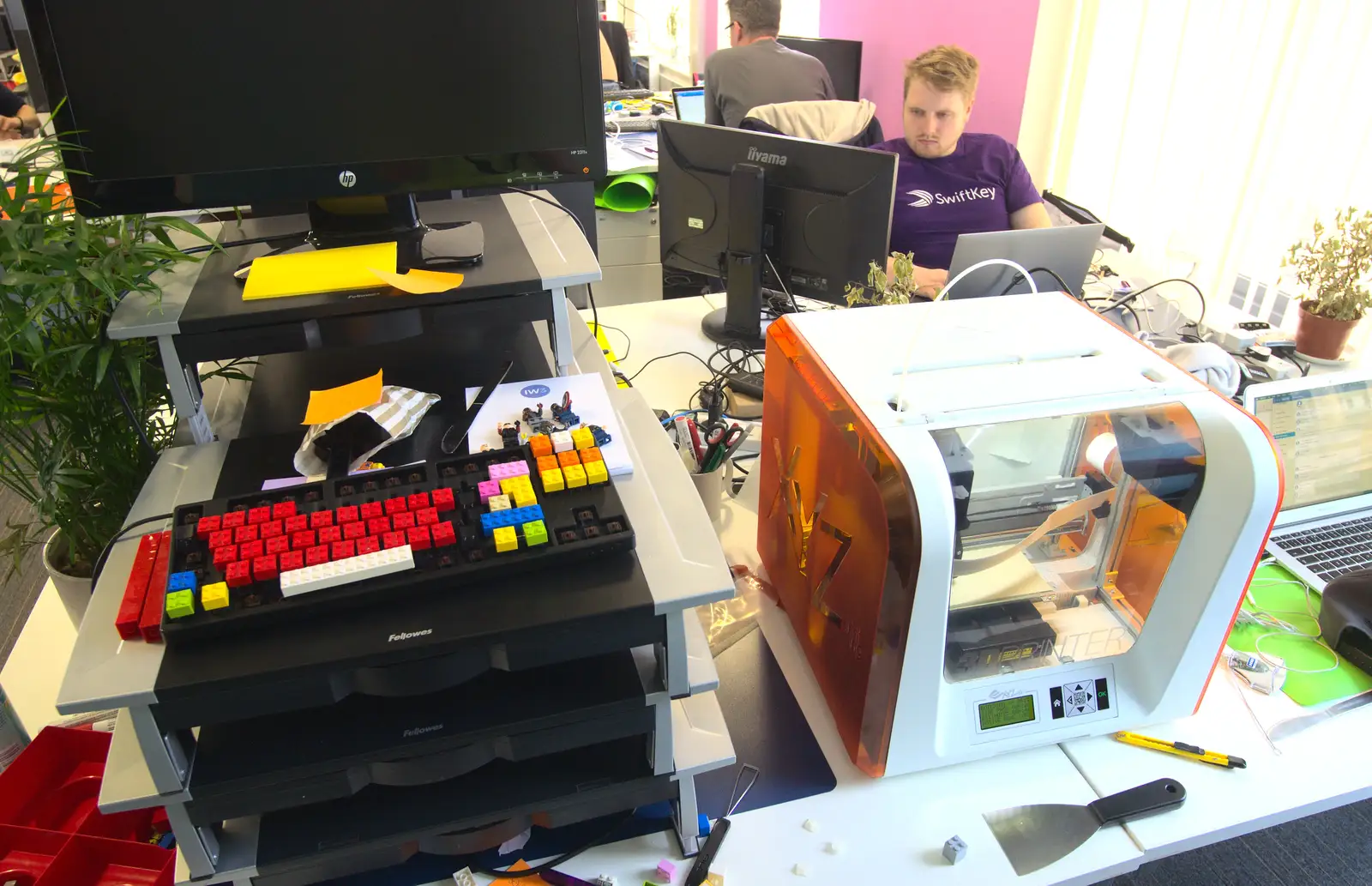 Zoheb's 3D-printer set up, from A SwiftKey Innovation Week, Southwark, London - 22nd April 2016