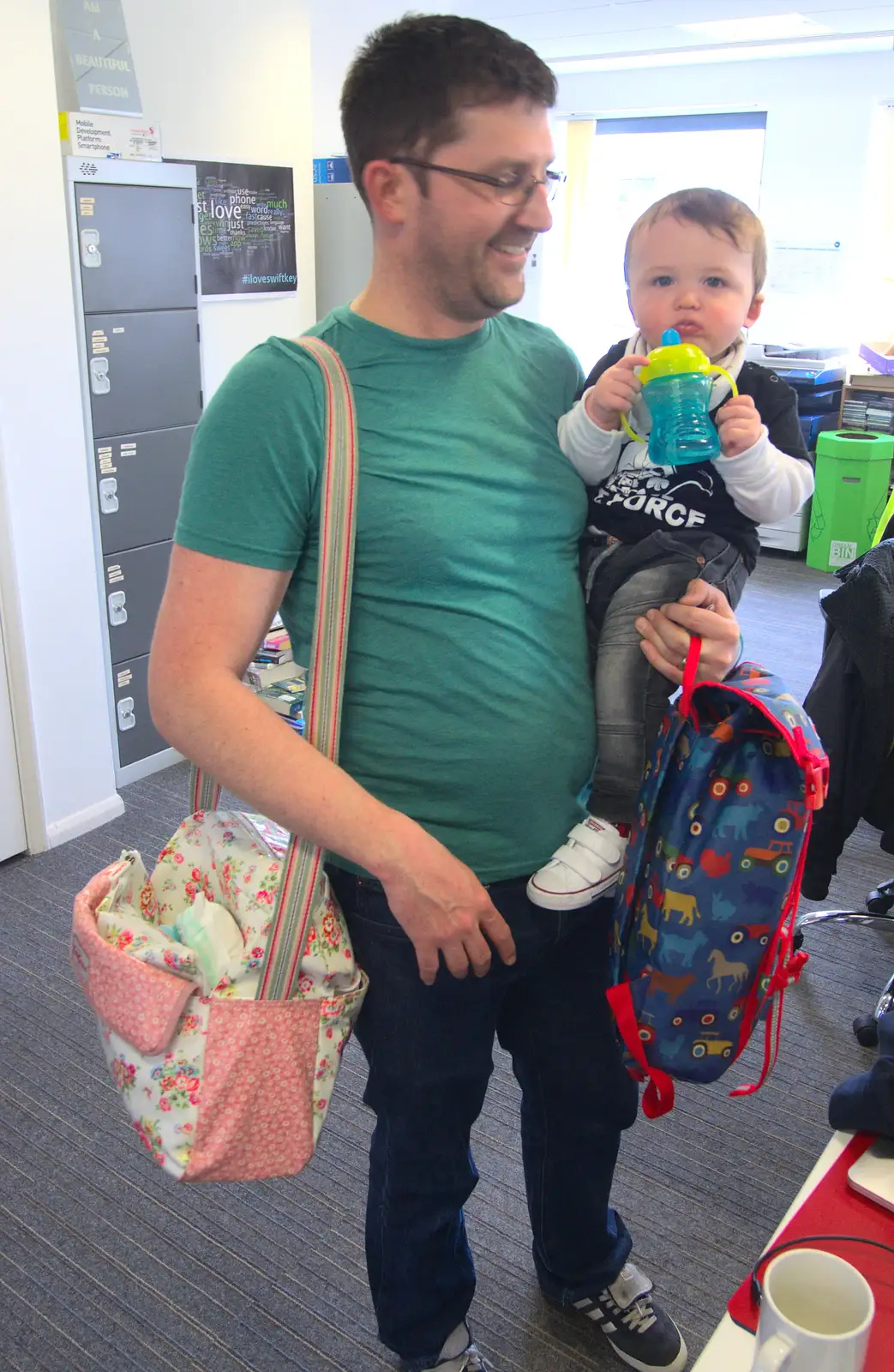 Mike brings his sprog in to the office, from A SwiftKey Innovation Week, Southwark, London - 22nd April 2016