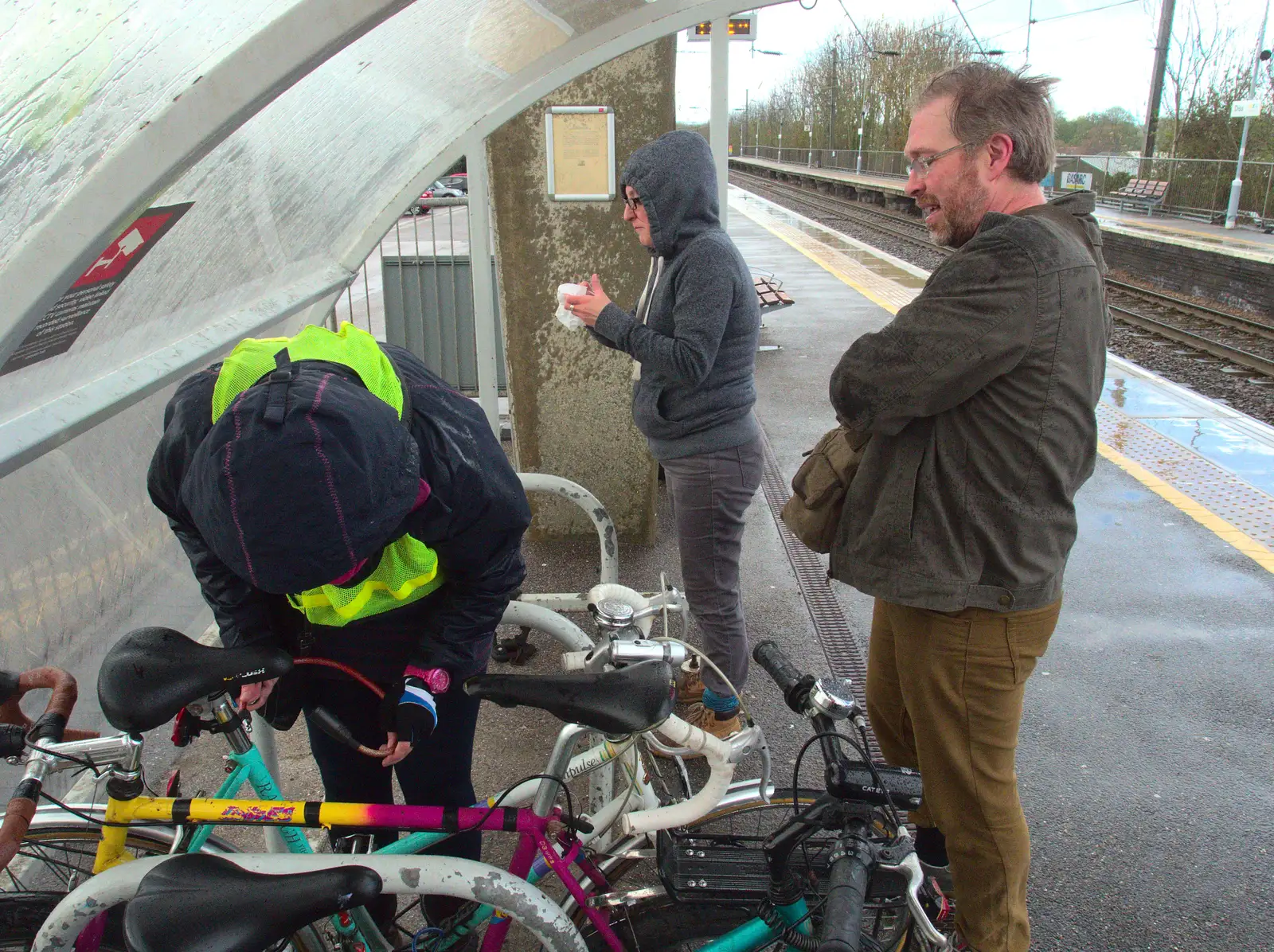 We lock our bikes up at Diss Station, from The East Anglian Beer Festival, Bury St Edmunds, Suffolk - 23rd April 2016