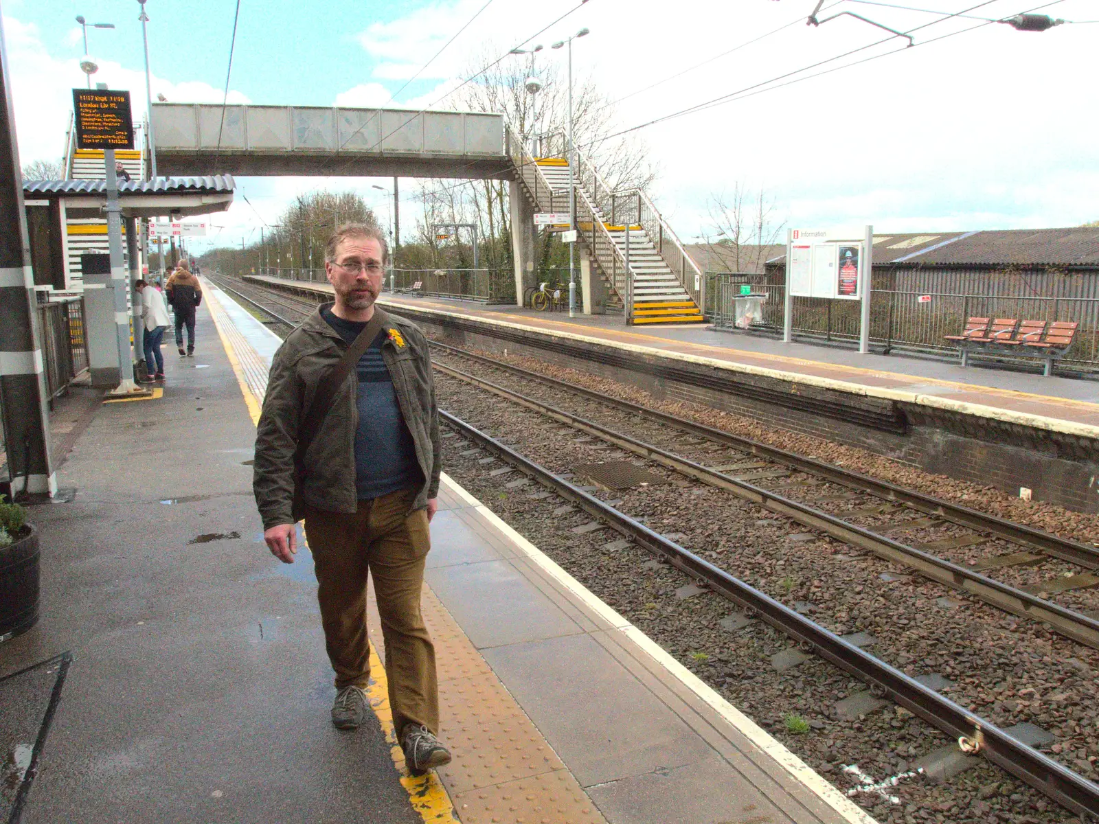 Marc roams Platform 1 at Diss, from The East Anglian Beer Festival, Bury St Edmunds, Suffolk - 23rd April 2016