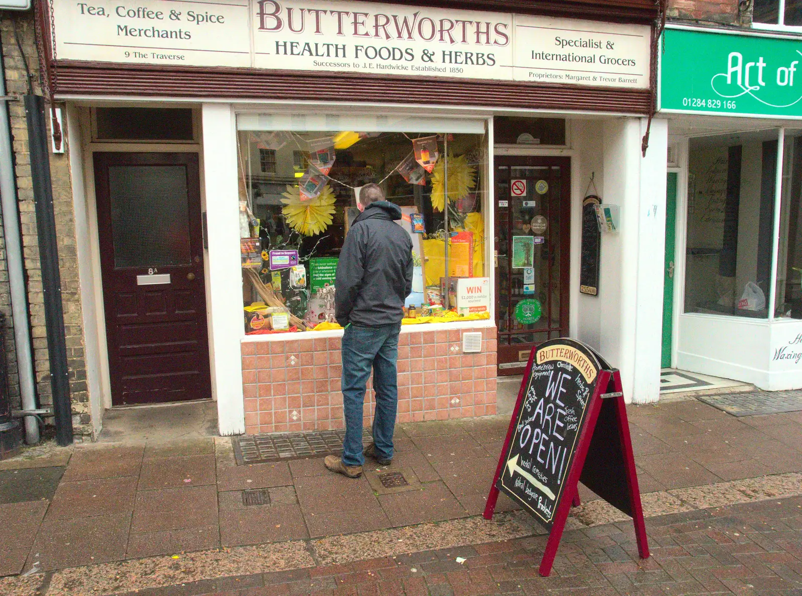 We hang around outside Butterworth's, from The East Anglian Beer Festival, Bury St Edmunds, Suffolk - 23rd April 2016