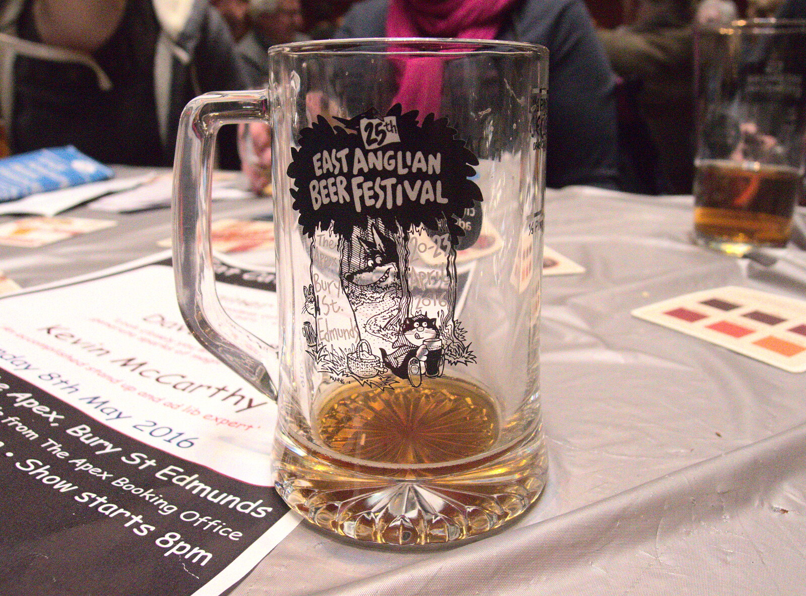 Nosher's half-pint glass from The East Anglian Beer Festival, Bury St Edmunds, Suffolk - 23rd April 2016