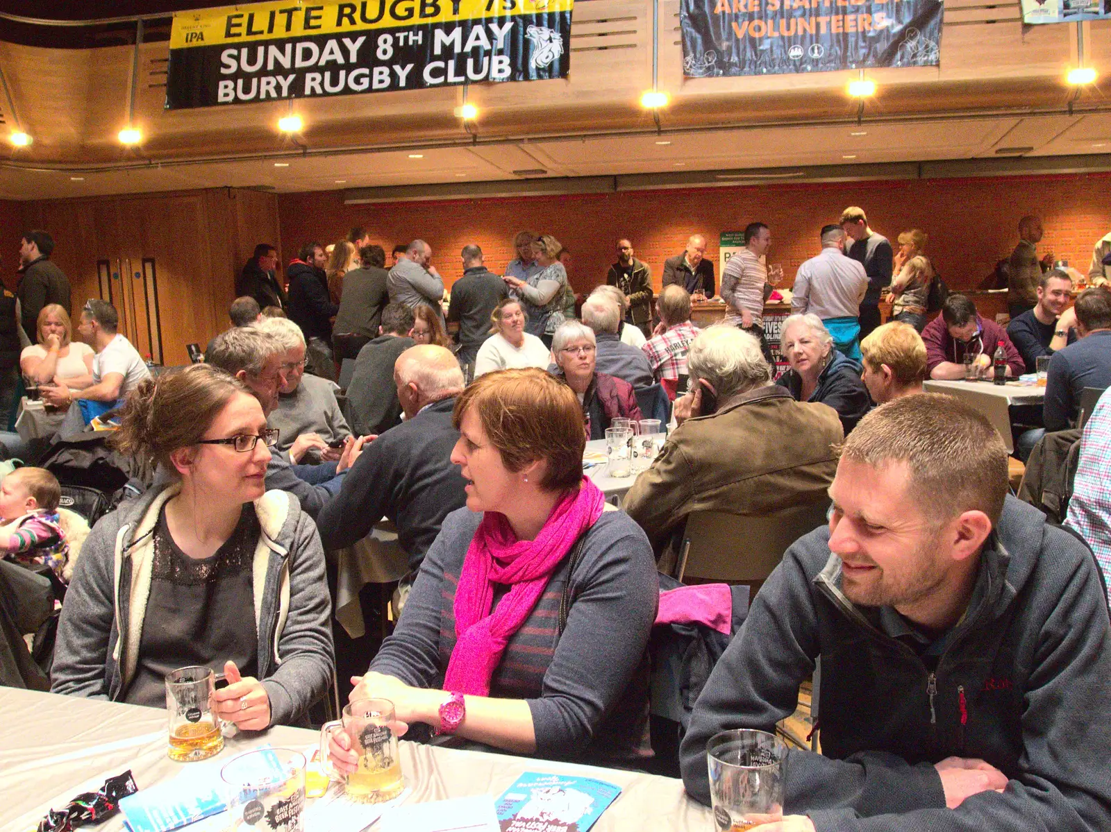 Table conversation, from The East Anglian Beer Festival, Bury St Edmunds, Suffolk - 23rd April 2016