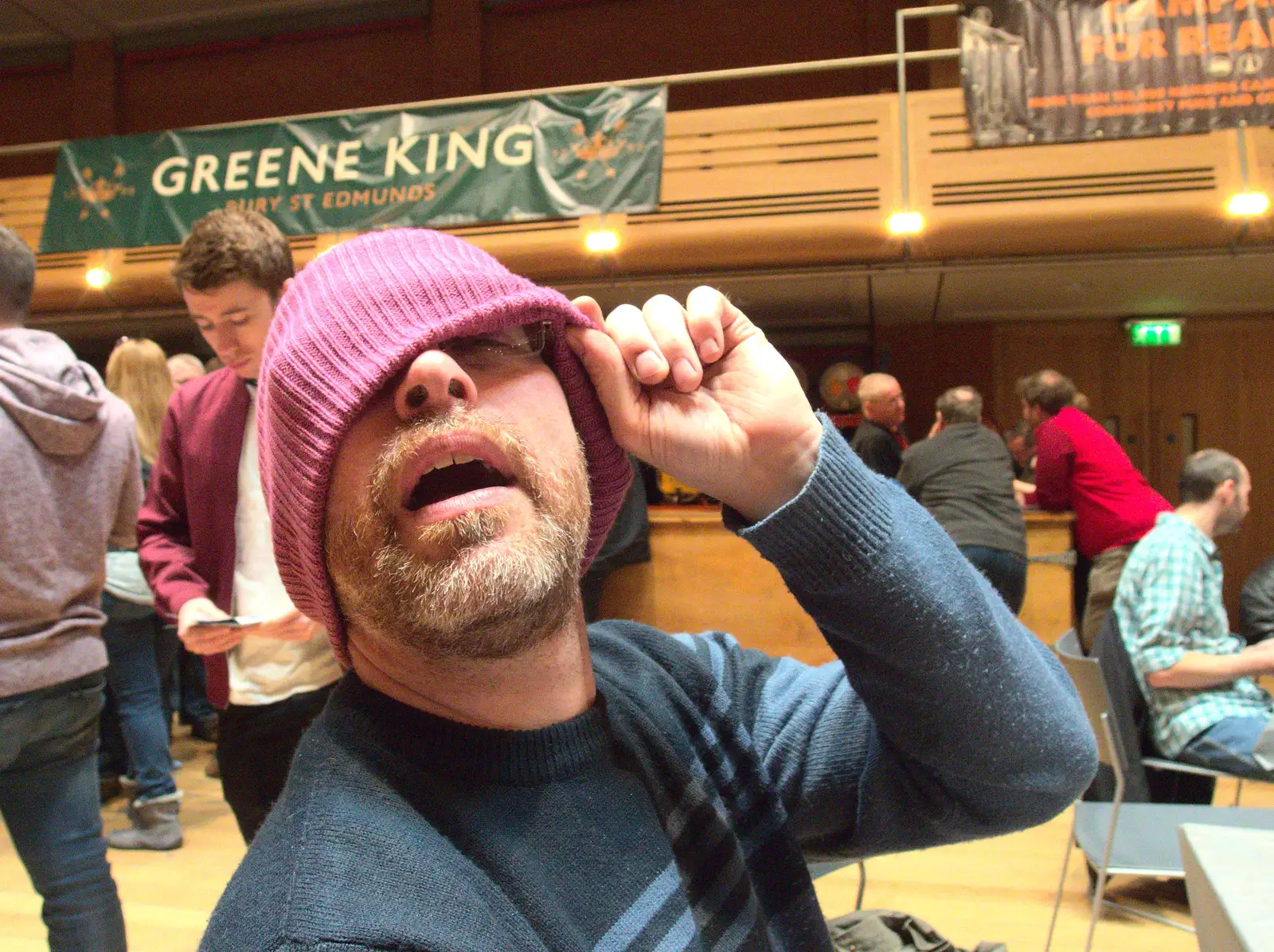 Marc's got a hat on, from The East Anglian Beer Festival, Bury St Edmunds, Suffolk - 23rd April 2016