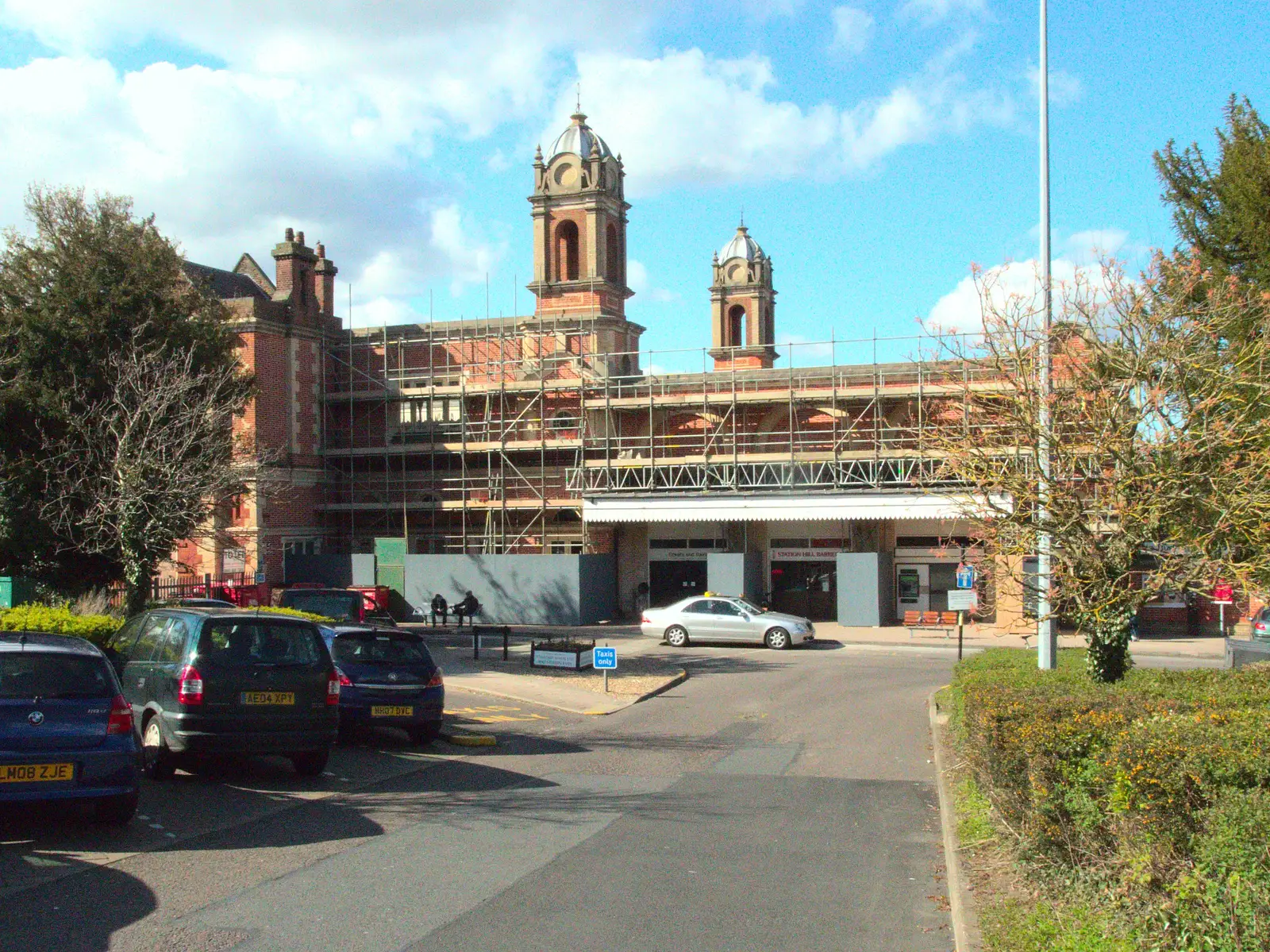 Bury Station has got scaffolding going on, from The East Anglian Beer Festival, Bury St Edmunds, Suffolk - 23rd April 2016