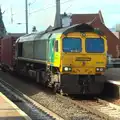 A Class 66 'Shed' - 66591 - rumbles through, The East Anglian Beer Festival, Bury St Edmunds, Suffolk - 23rd April 2016