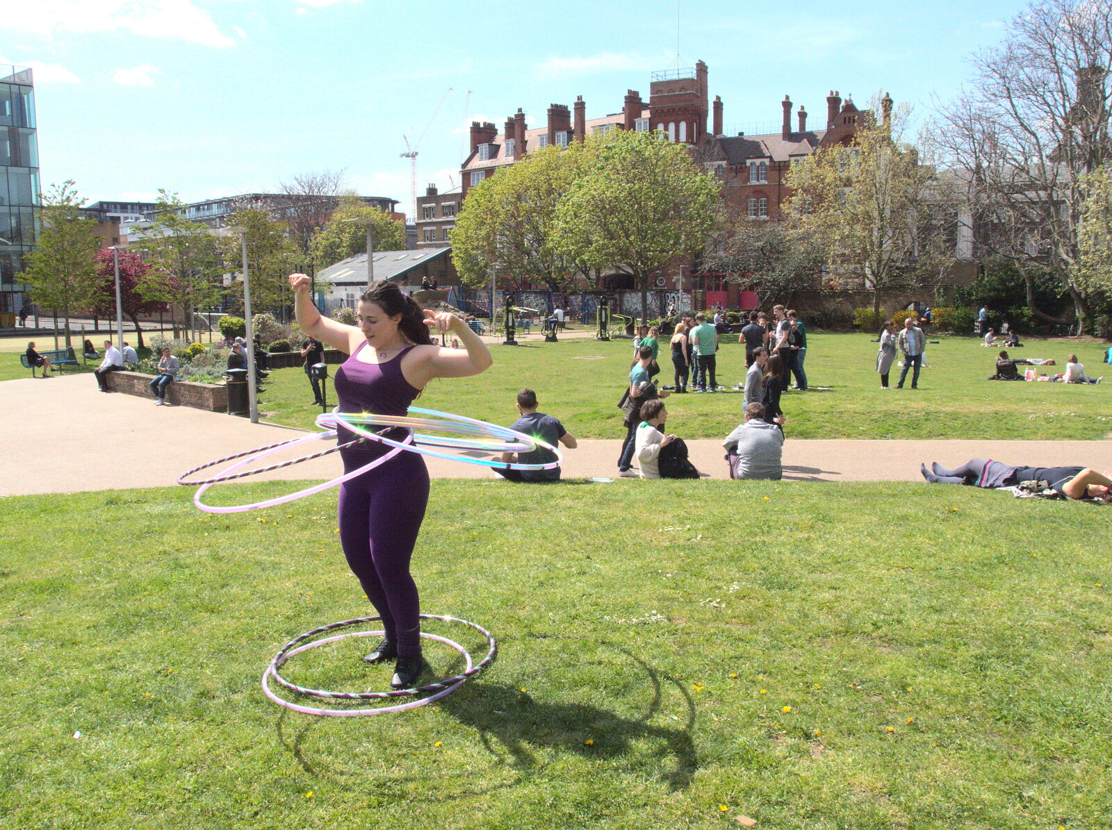 Marisa does the multi-hoop thing from The BSCC at the Hoxne Swan, and Mint Street Hula, Suffolk and London - 4th May 2016
