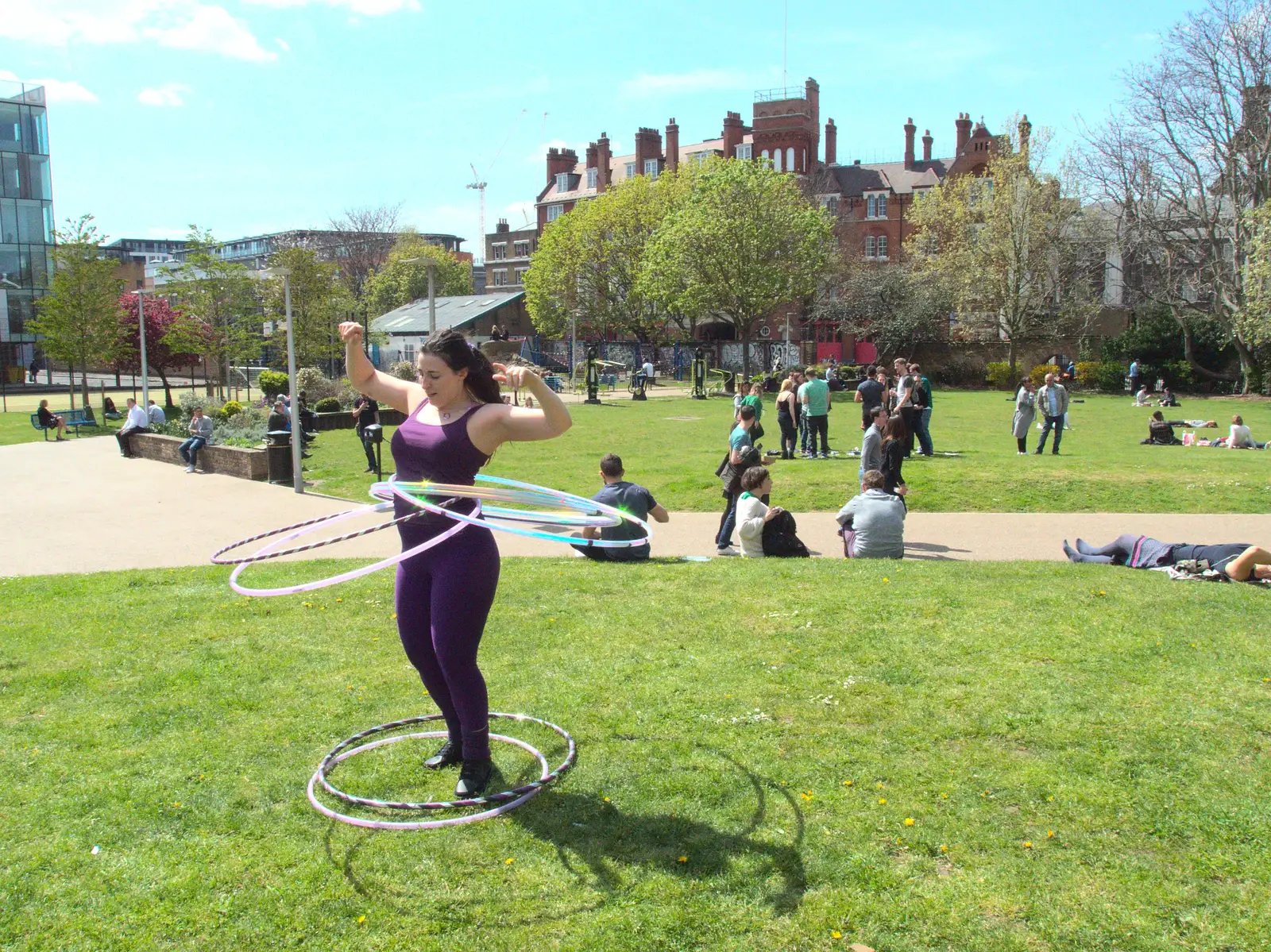 Marisa does the multi-hoop thing, from The BSCC at the Hoxne Swan, and Mint Street Hula, Suffolk and London - 4th May 2016