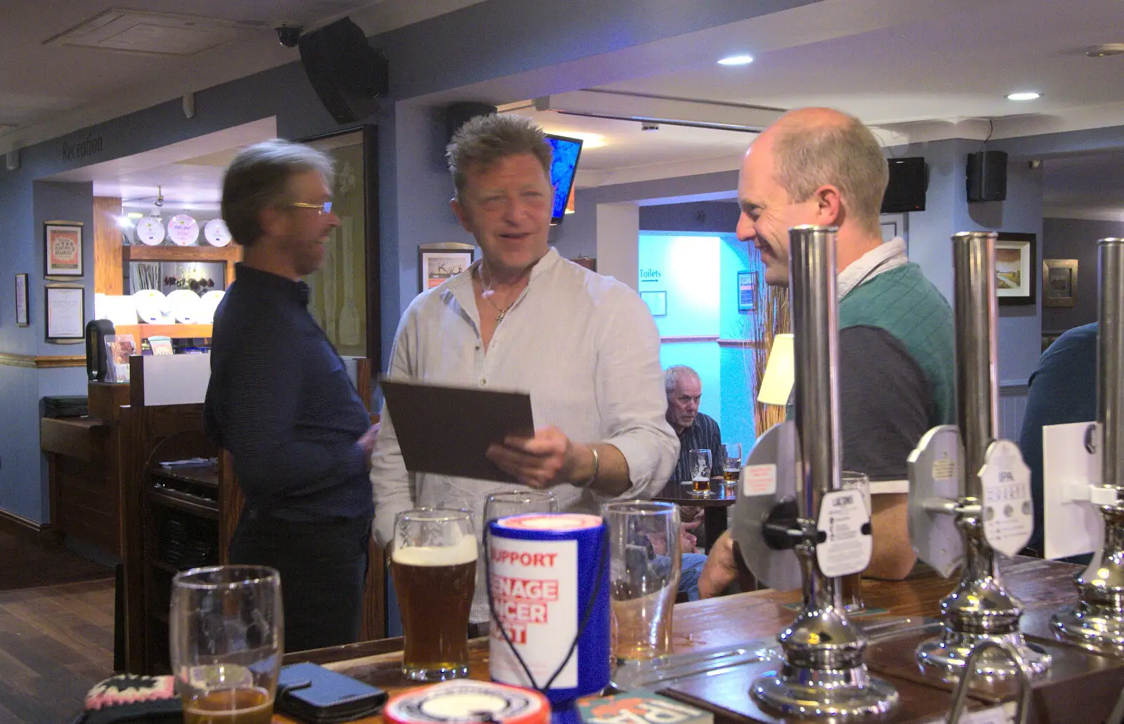 Gaz and Paul at the bar, from The BSCC Cycling Weekender, Outwell, West Norfolk - 7th May 2016