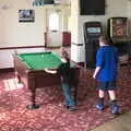 Fred and Matthew mess around on the pool table, The BSCC Cycling Weekender, Outwell, West Norfolk - 7th May 2016