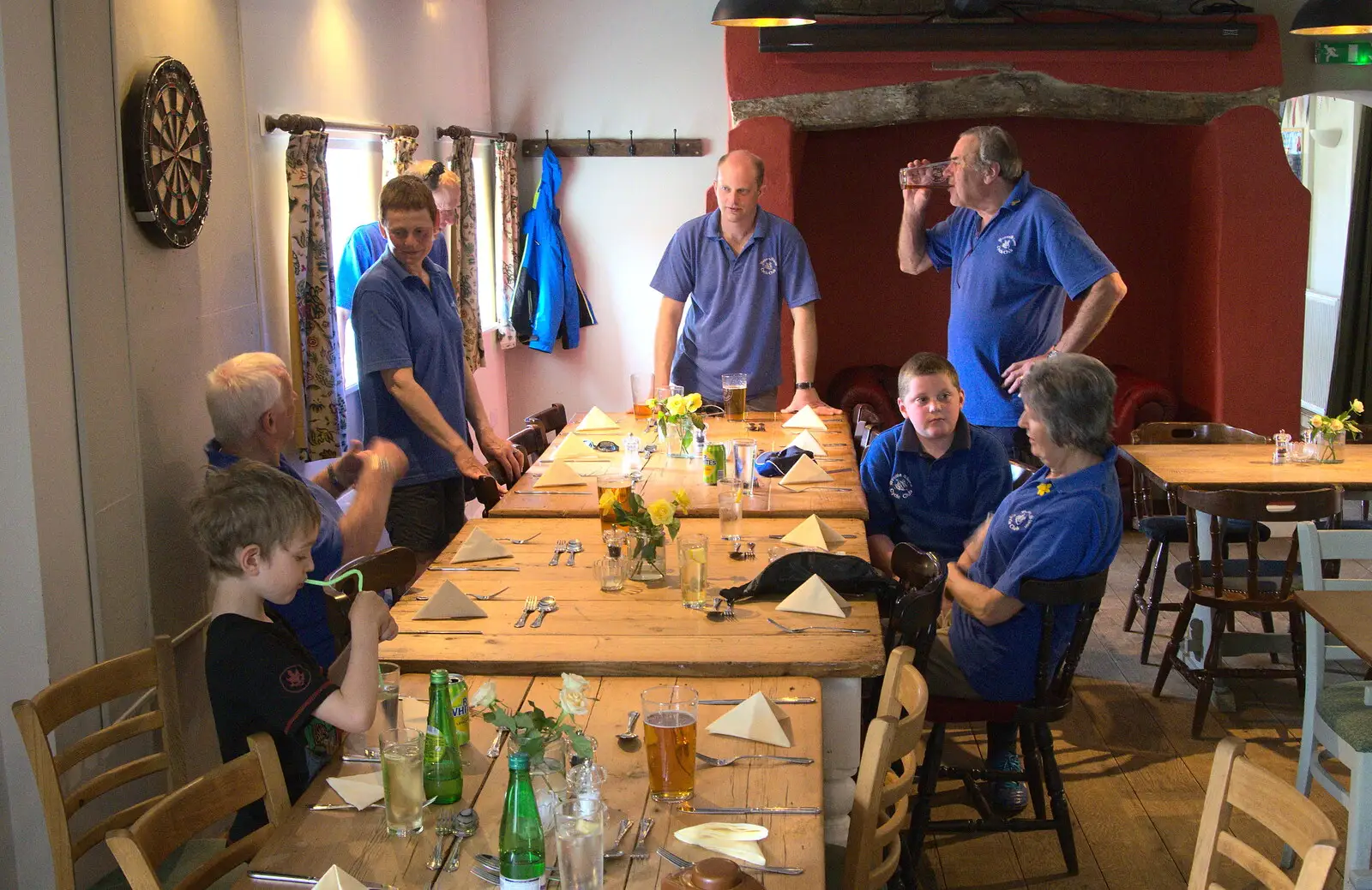 The bike group assembles for lunch, from The BSCC Cycling Weekender, Outwell, West Norfolk - 7th May 2016