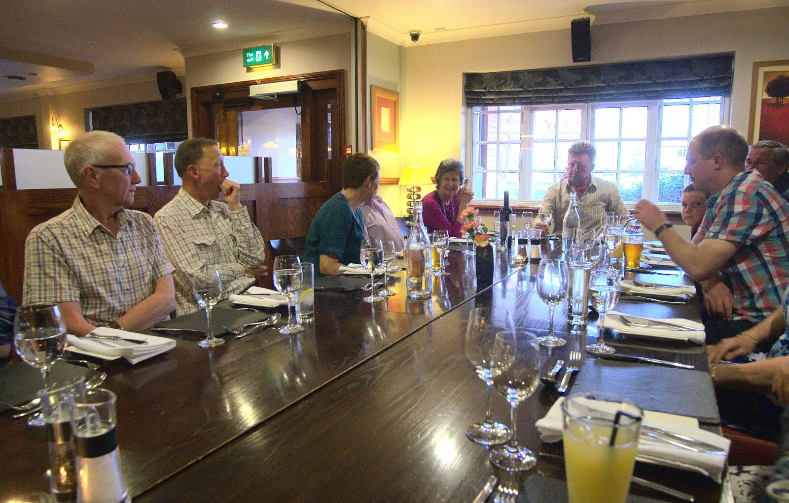 The Saga side of the dinner table, from The BSCC Cycling Weekender, Outwell, West Norfolk - 7th May 2016