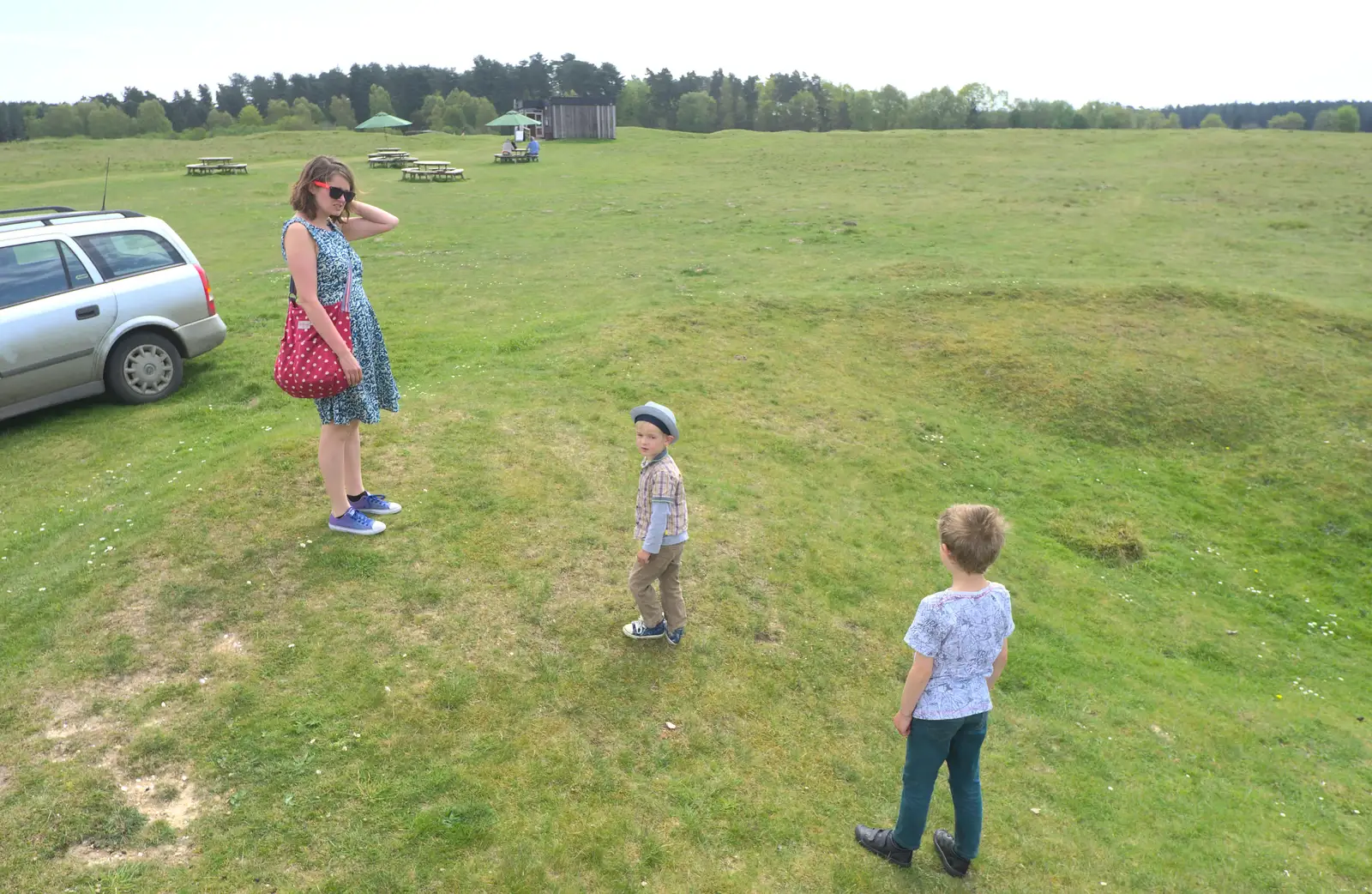 The boys escape on the grass at Grime's Graves, from A Trip to Grime's Graves, Thetford, Norfolk - 8th May 2016