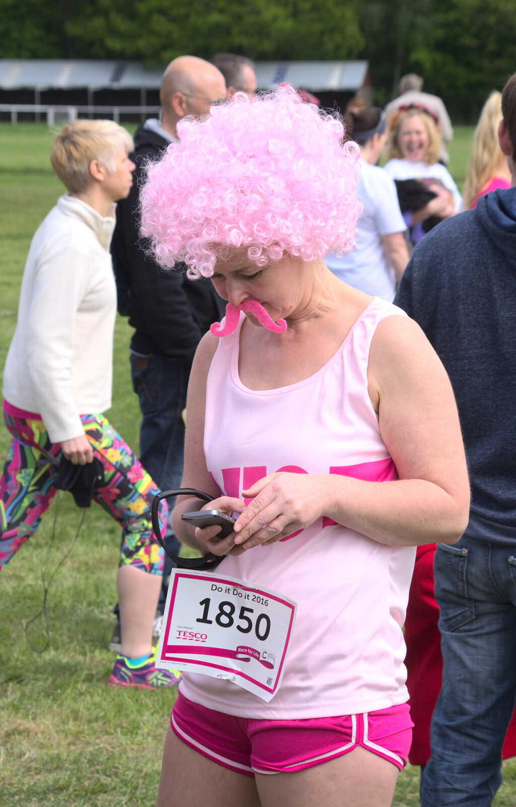 Comedy pink wig from Isobel's Race for Life, Costessey, Norwich - 15th May 2016