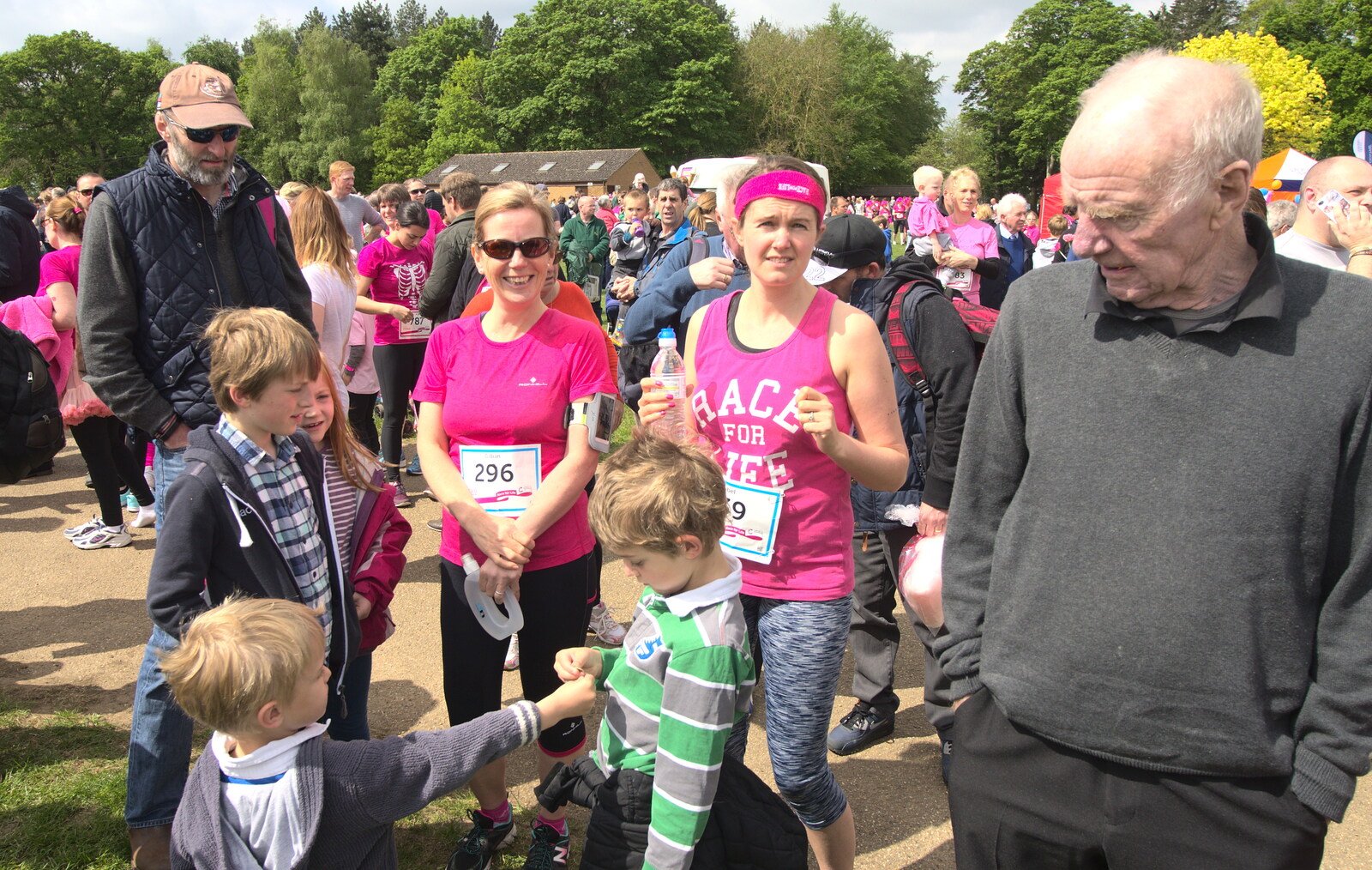 Isobel, Grandad and the boys from Isobel's Race for Life, Costessey, Norwich - 15th May 2016