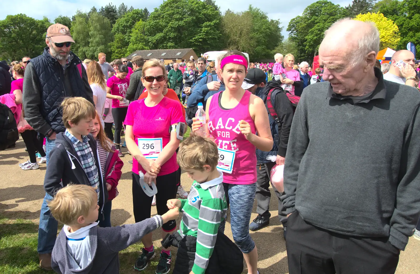 Isobel, Grandad and the boys, from Isobel's Race for Life, Costessey, Norwich - 15th May 2016