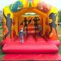 The boys find a bouncy castle, Isobel's Race for Life, Costessey, Norwich - 15th May 2016