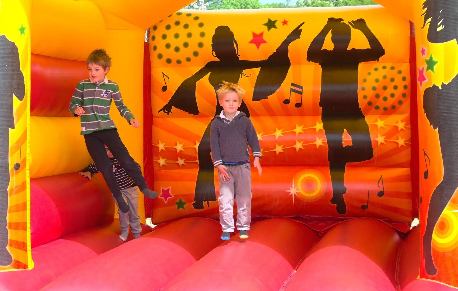 Harry and Fred bounce around, from Isobel's Race for Life, Costessey, Norwich - 15th May 2016