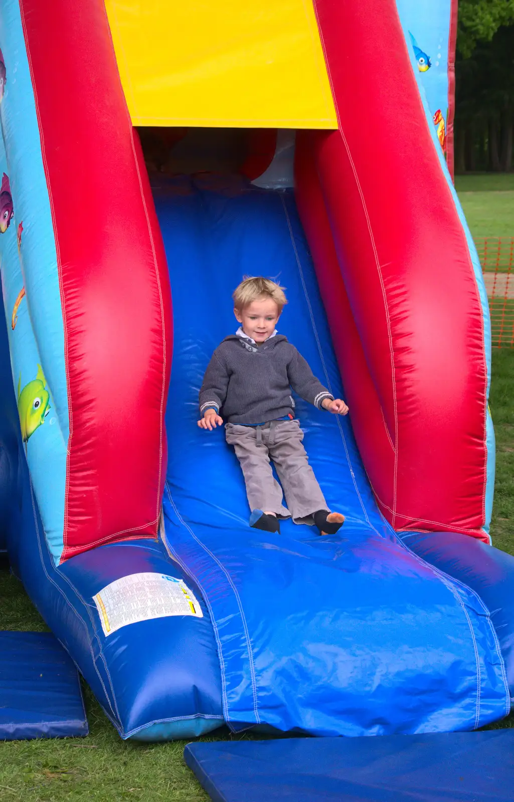 Harry on a slide, from Isobel's Race for Life, Costessey, Norwich - 15th May 2016