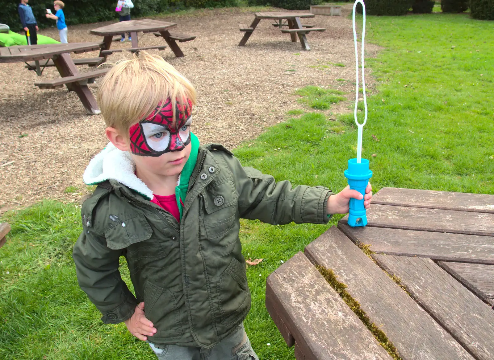 Harry's got Spider-Man facepaint, from The BBs at New Buckeham, and Beers at Katzenjammer's, London - 16th May 2016