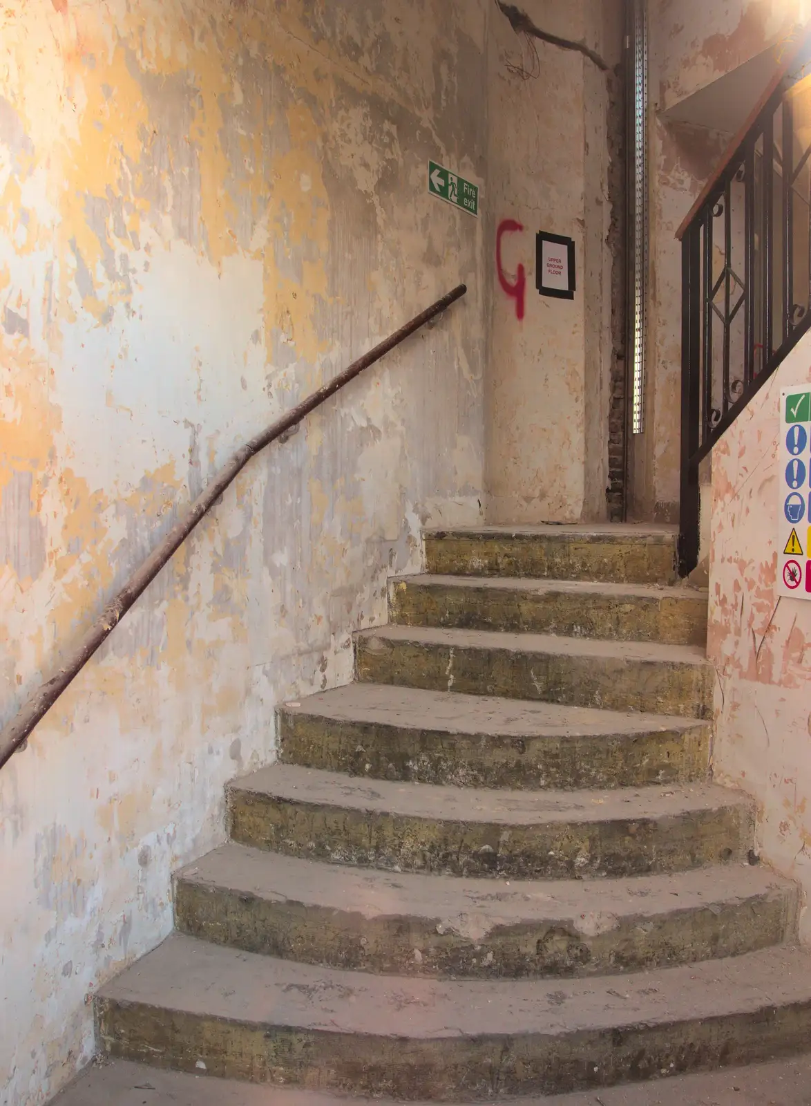 A staircase in a building undergoing renovation, from The BBs at New Buckeham, and Beers at Katzenjammer's, London - 16th May 2016