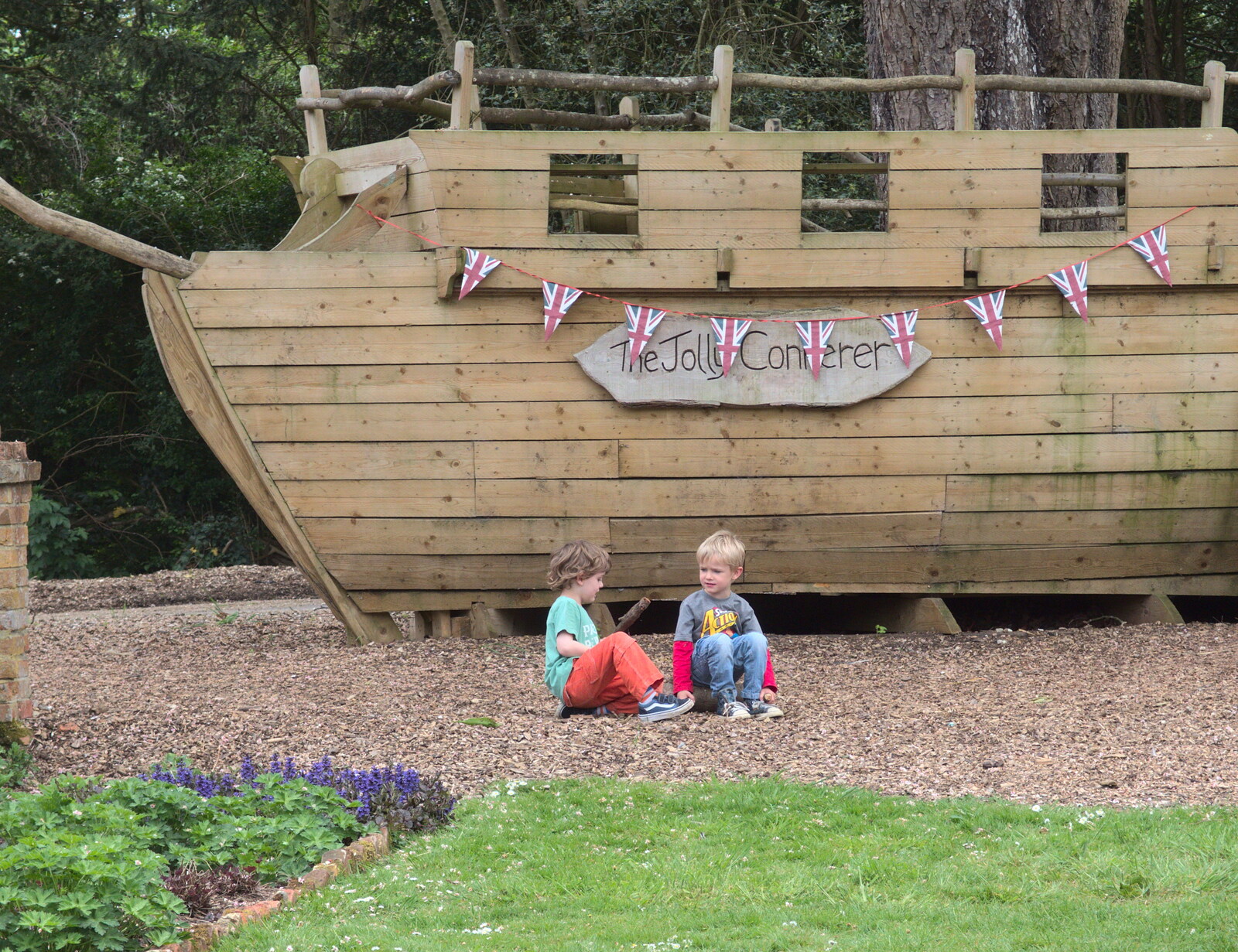 Fred and Harry by the pirate ship from The BSCC at the Wortwell Bell, Wortwell, Norfolk - 26th May 2016