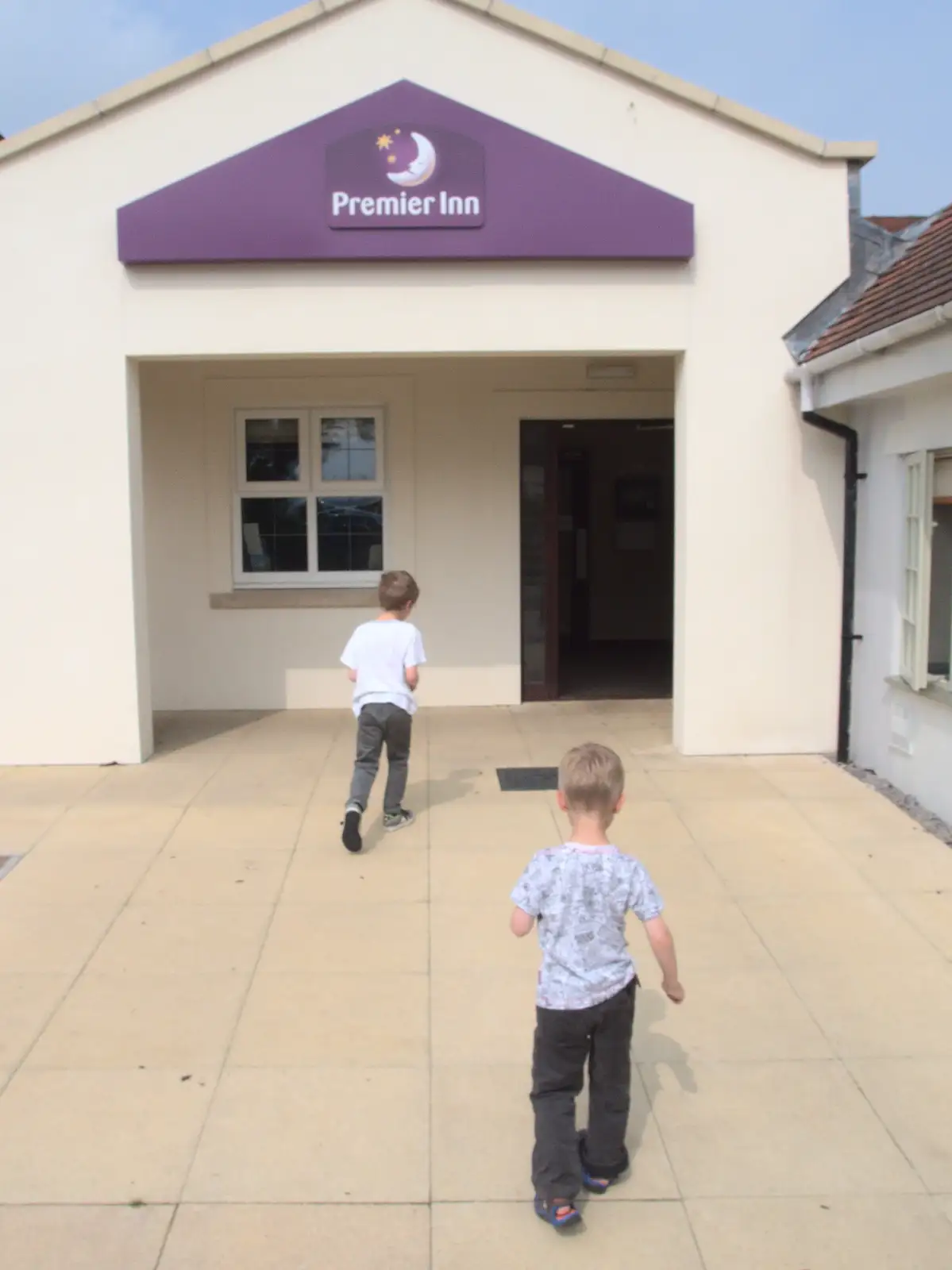 The boys run around, from The Grand Re-opening of the Chagford Lido, Chagford, Devon - 28th May 2016