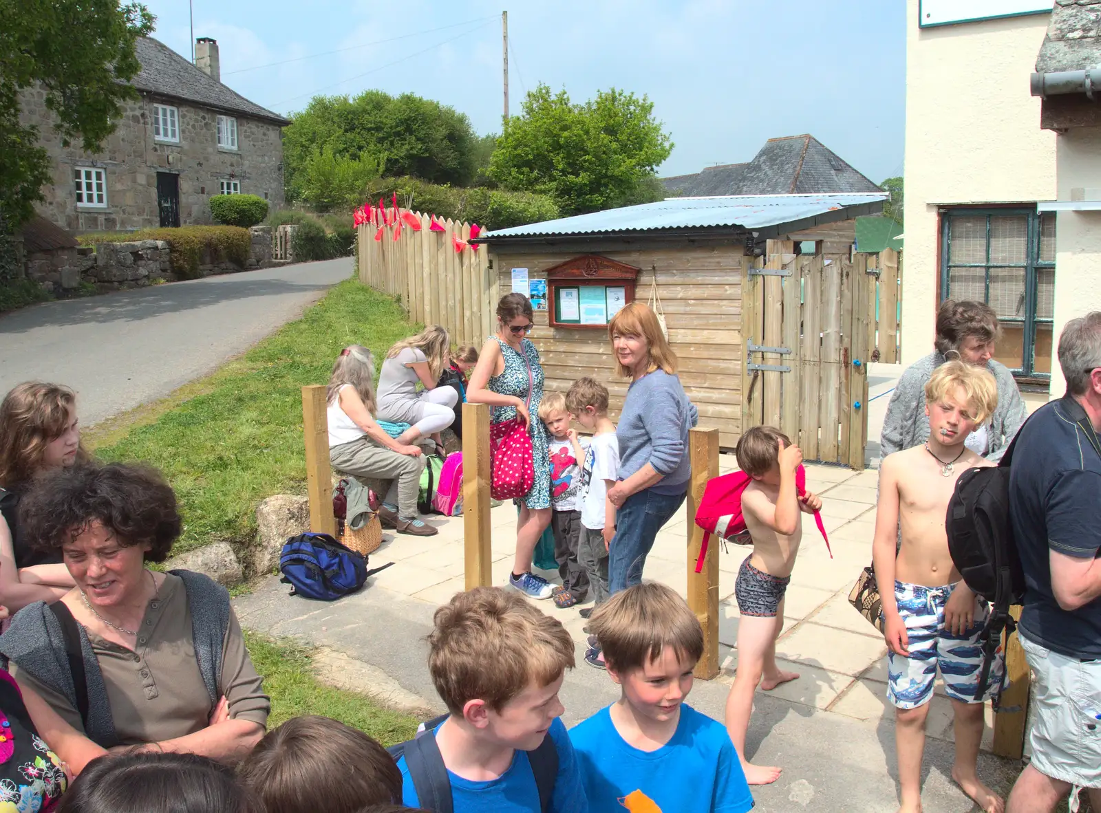 Grandma J leans on a post, from The Grand Re-opening of the Chagford Lido, Chagford, Devon - 28th May 2016