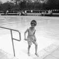Fred gets out of the 'heated' freezing pool, The Grand Re-opening of the Chagford Lido, Chagford, Devon - 28th May 2016