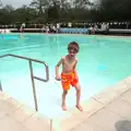 Fred gets out of the 'heated' freezing pool, The Grand Re-opening of the Chagford Lido, Chagford, Devon - 28th May 2016