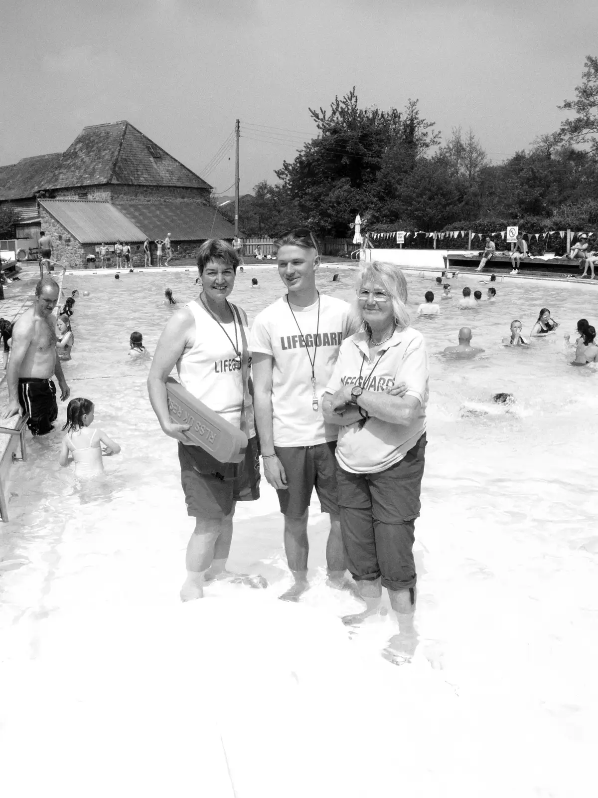 The lifeguard team pose for a press photo, from The Grand Re-opening of the Chagford Lido, Chagford, Devon - 28th May 2016