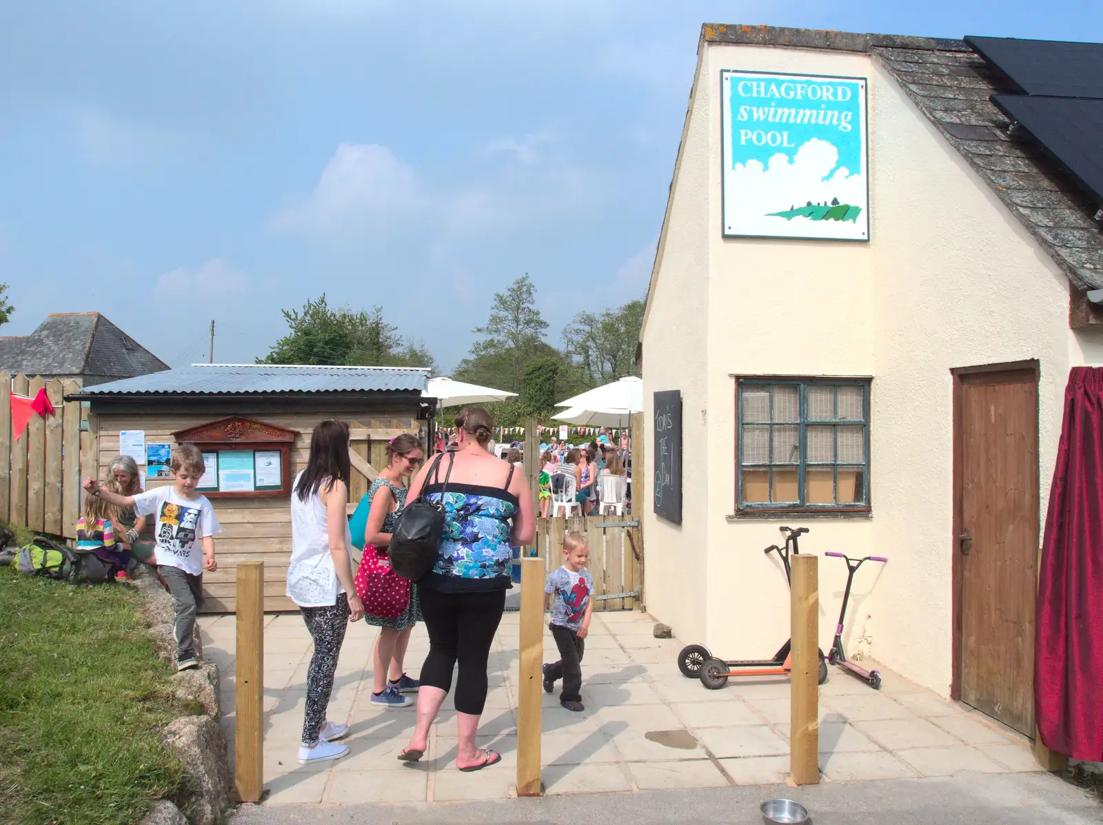 Fred runs along a wall, from The Grand Re-opening of the Chagford Lido, Chagford, Devon - 28th May 2016